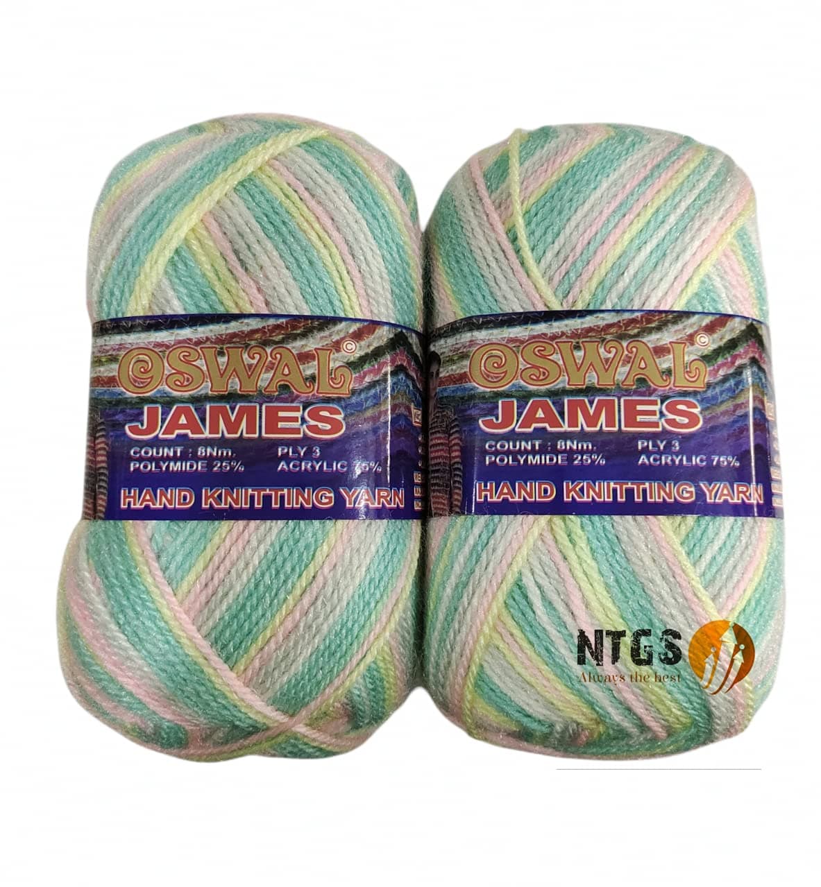 Oswal Ntgs James Knitting Yarn 3Ply Wool, 200 Gm Best Used With Knitting Needles, Crochet Needles Wool Yarn For Knitting. Shade No.11 - Multicolor