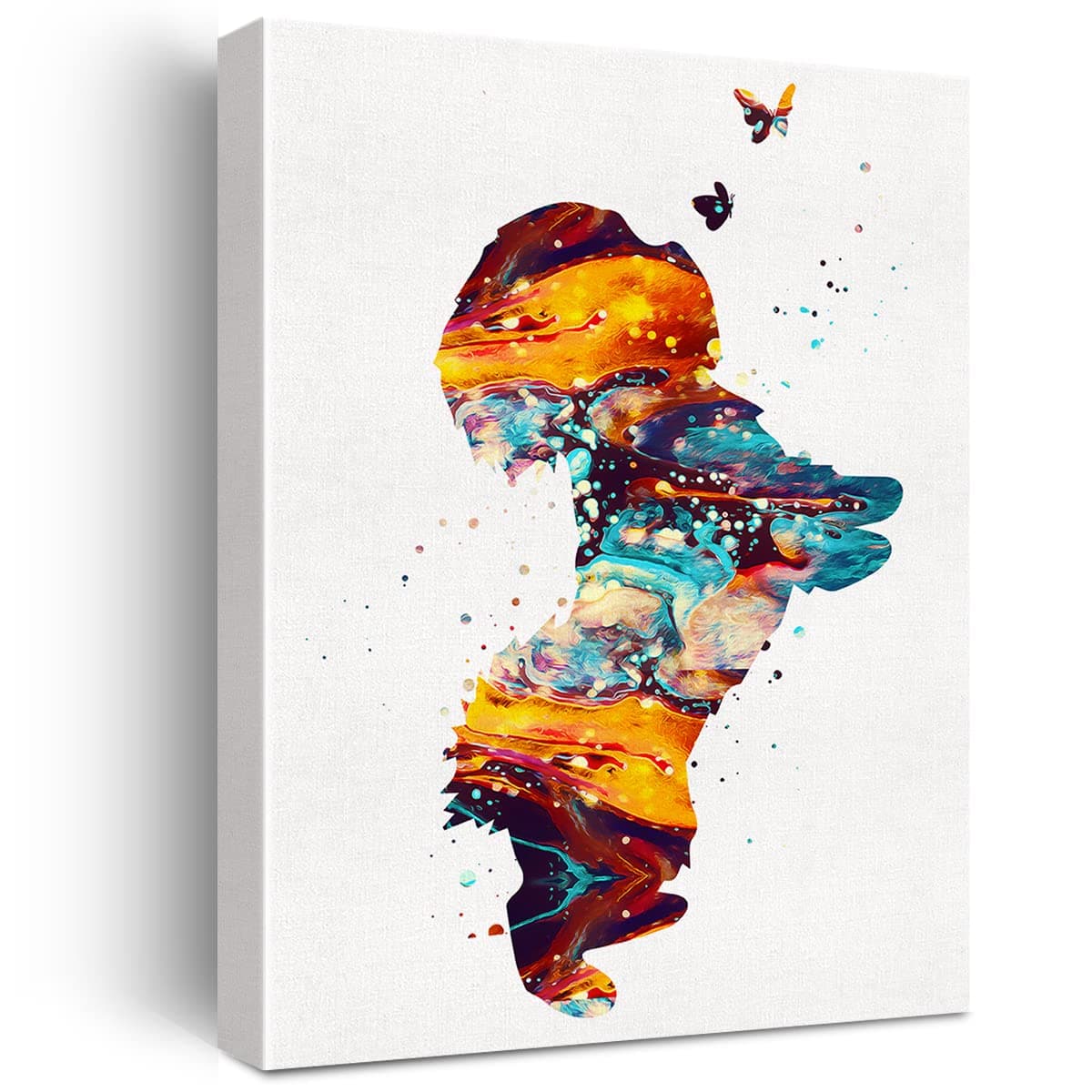 Watercolor Shih Tzu Dog Canvas Wall Art Shih Tzu and Butterflies Canvas Print Painting Poster Wall Decor Framed Dog Lovers Gifts 12x15 Inch