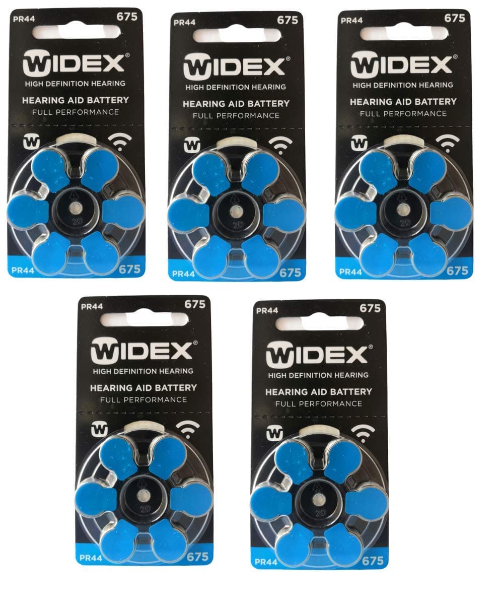 widex hearing aid battery size675 (5 Pack= 30 batteries)