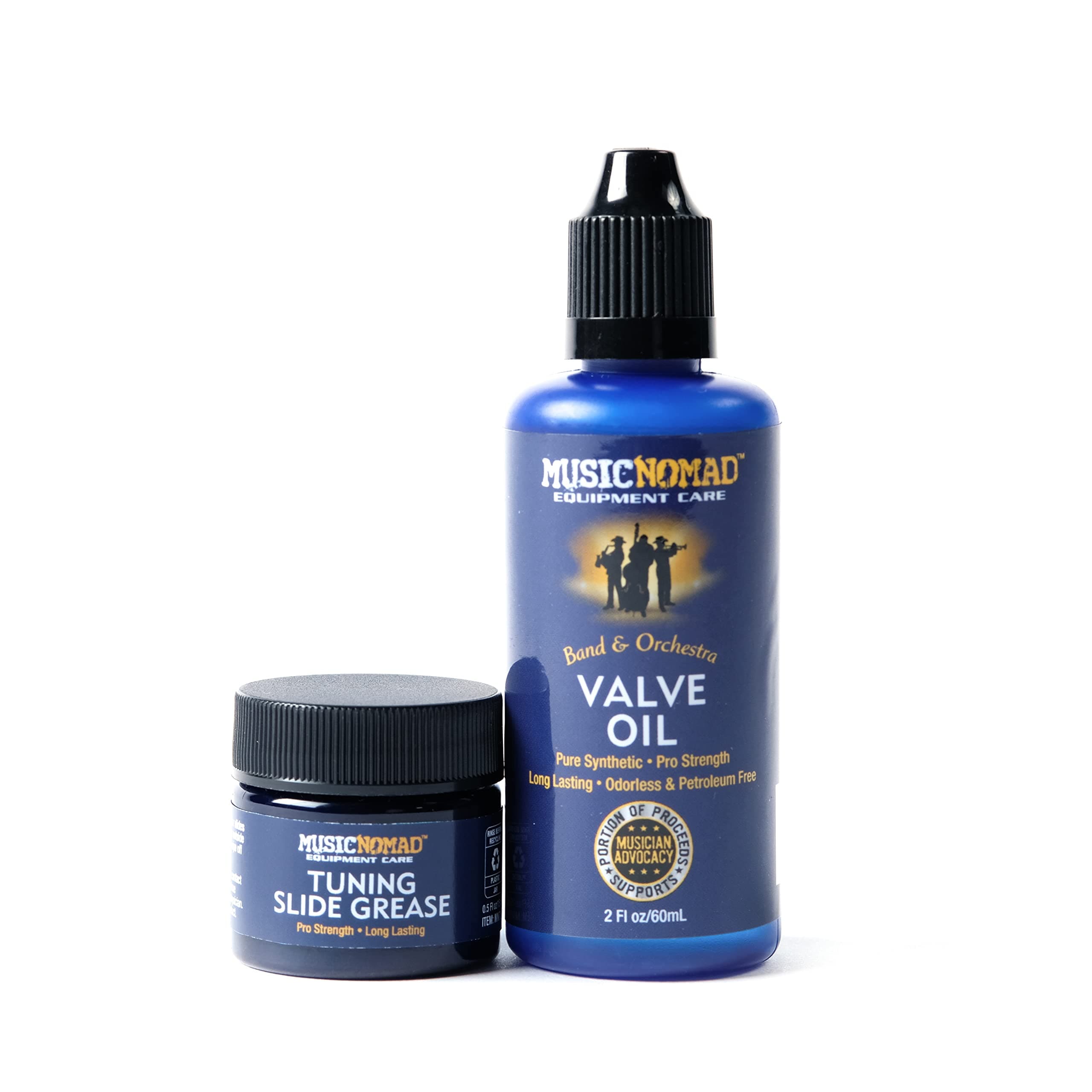 MusicNomad Premium Valve Oil & Tuning Slide Grease Lube Bundle for Trumpet, Tuba, Euphonium & other Piston-Valve Instruments (MN740)