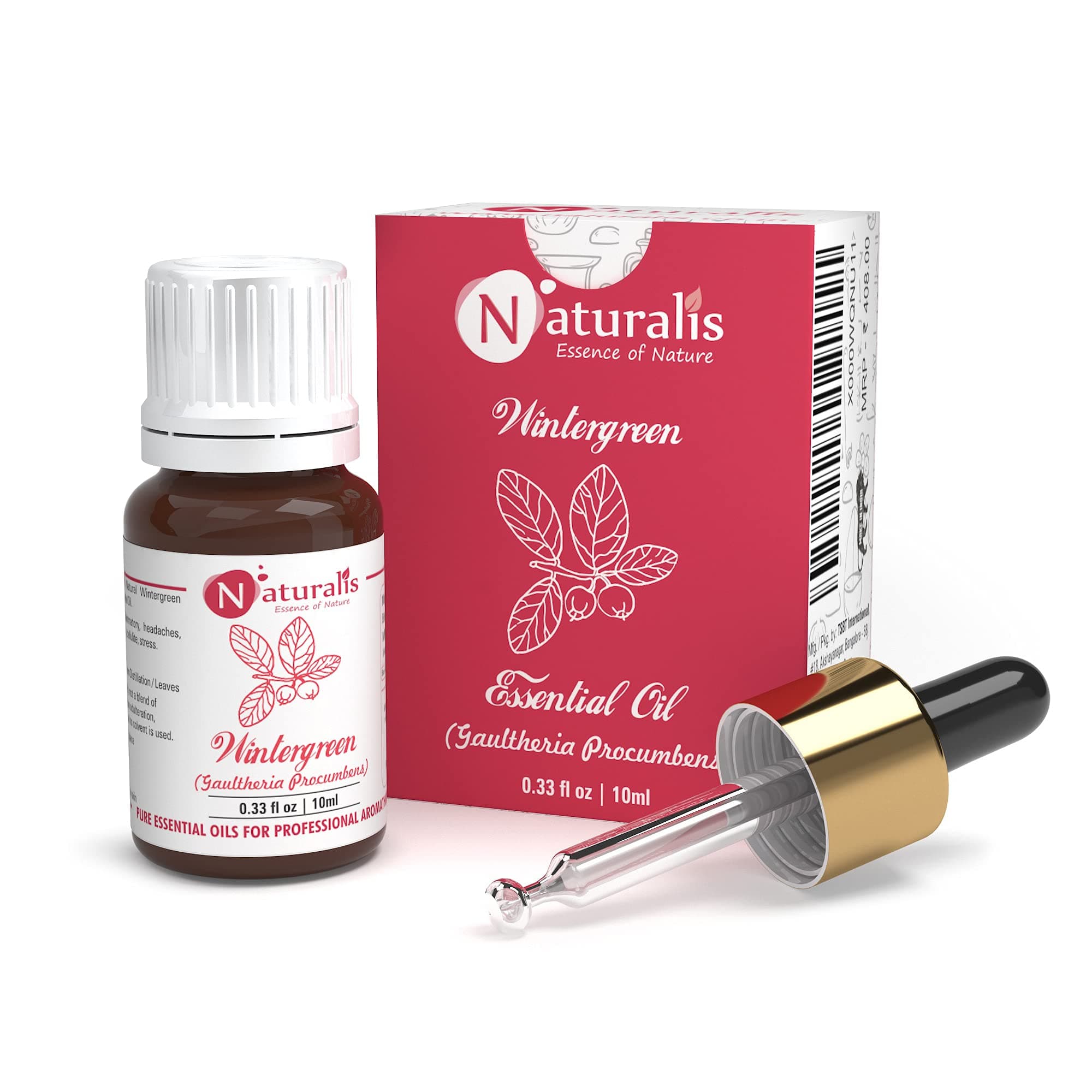 Naturalis Essence of Nature Gaultheria Essential Oil (Wintergreen Essential Oil), 100% Undiluted Pure and Natural Therapeutic grade for Pain Relief - 10ml