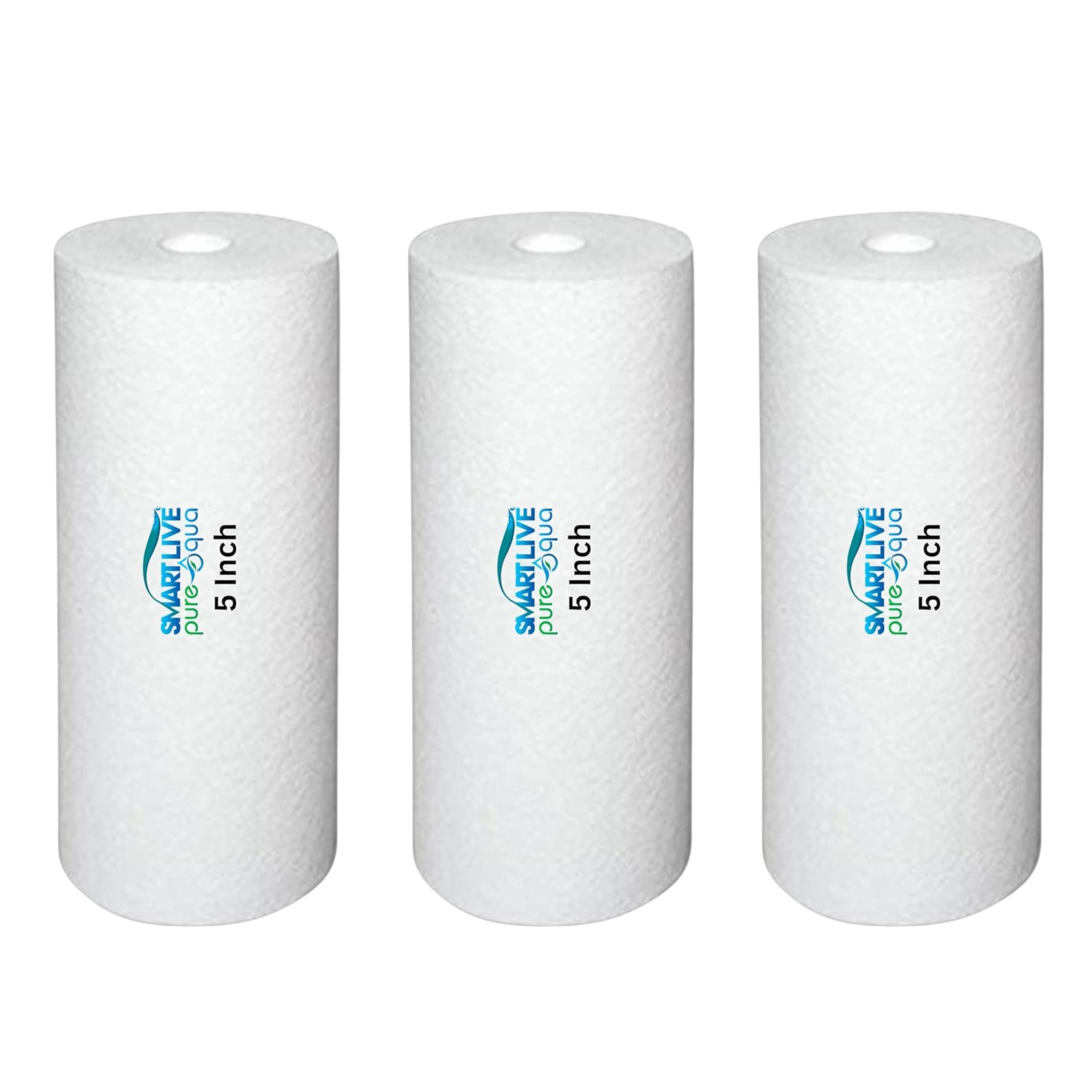 Smart Live Pure Aqua 5 Inch Washing Machine Filter Cartridge Pack of 3 | Sediment & Dirt Removal Candle for Top & Front Load Washing Machines | Universal Water Filter Replacement for Cleaner Water