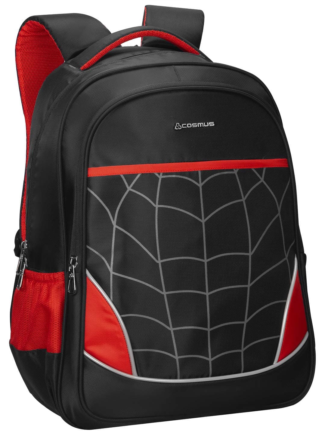 COSMUS Spider Spriderman Printed School Bag for class 2-4 Durable Water Resistance Polyester Backpack (BLACK)