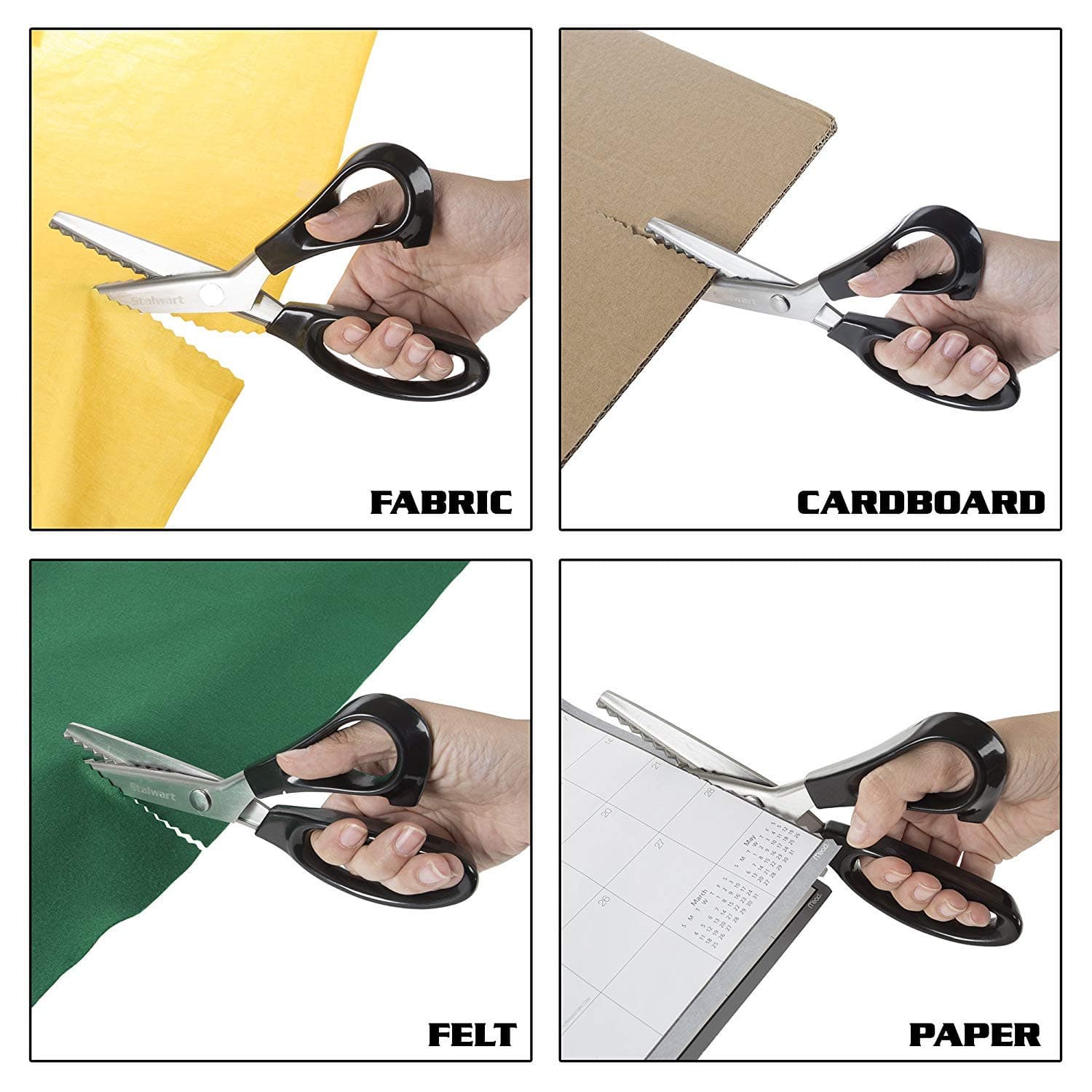 Pinking Shears, Professional Stainless Steel Dressmaking Sewing Craft Scissors Comfort Grips, Serrated & Scalloped Blades Cut, Tailor Decorative Tool - Fabrics Leather Paper Craft
