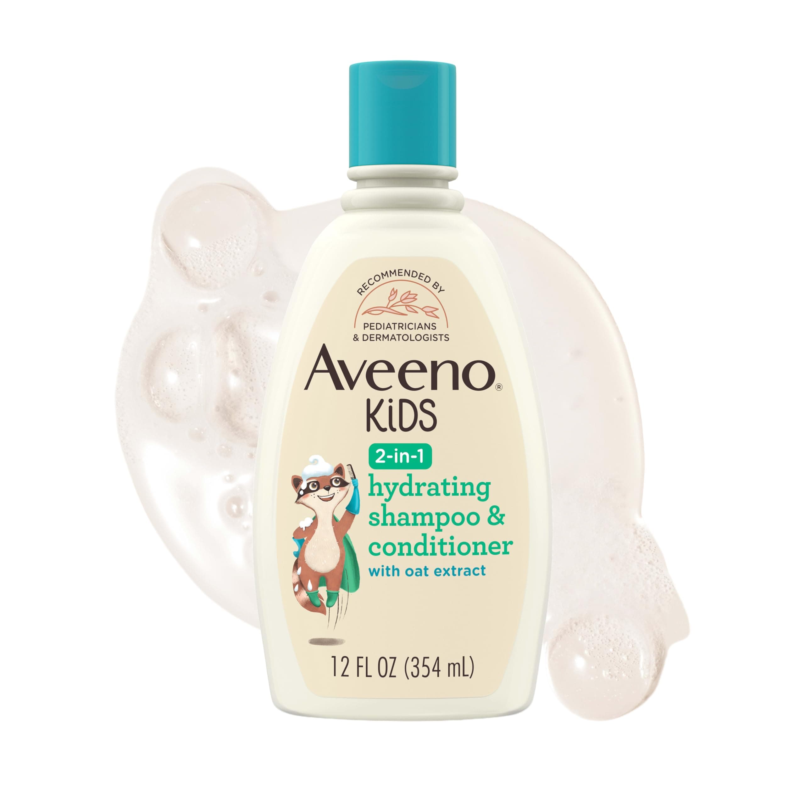 Aveeno Baby Kids 2-In-1 Hydrating Shampoo & Conditioner, Gently Cleanses, Conditions & Detangles Kids Hair, Formulated With Oat Extract, For Sensitive Skin & Scalp, Hypoallergenic, 12 Fl. Oz (354Ml)