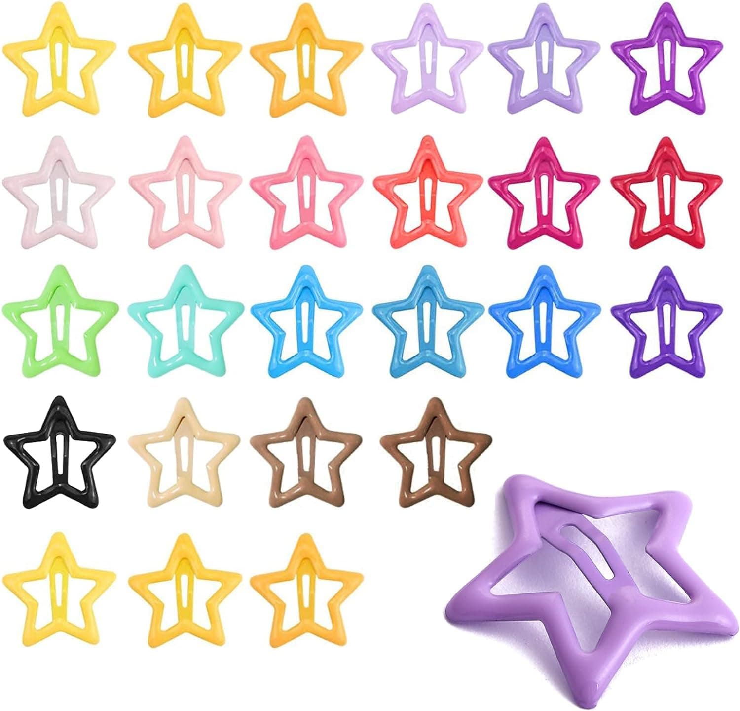 Star Hair Clips 10 Pcs Metal Snap Hair Clip Small Colourful Hairclips Cute Stars Hairclip Barrette Accessories for Girls Women (MULTI)