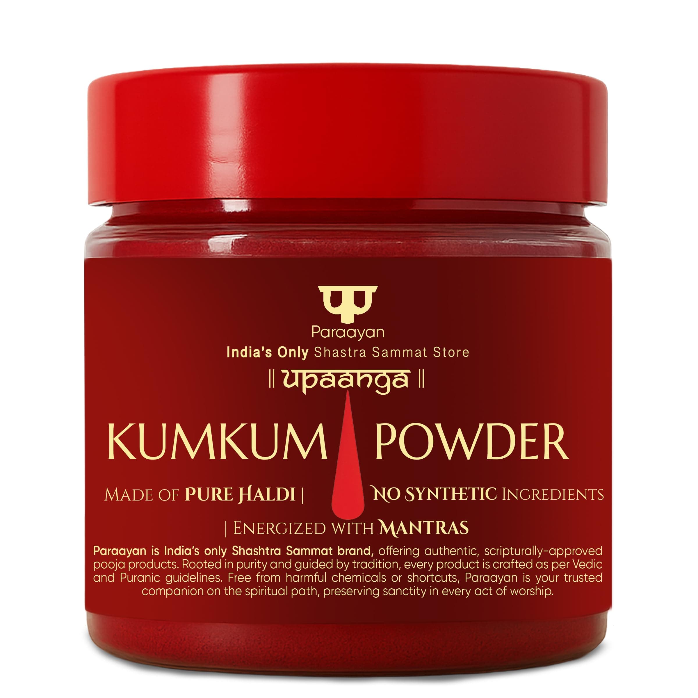 Paraayan Organic Kumkum Powder | Pure Haldi Kumkum for Pooja & Tilak | Natural, Chemical-Free, Skin-Friendly & Bright Red | Perfect for Daily Worship, Aarti, Festivals & Temple Use