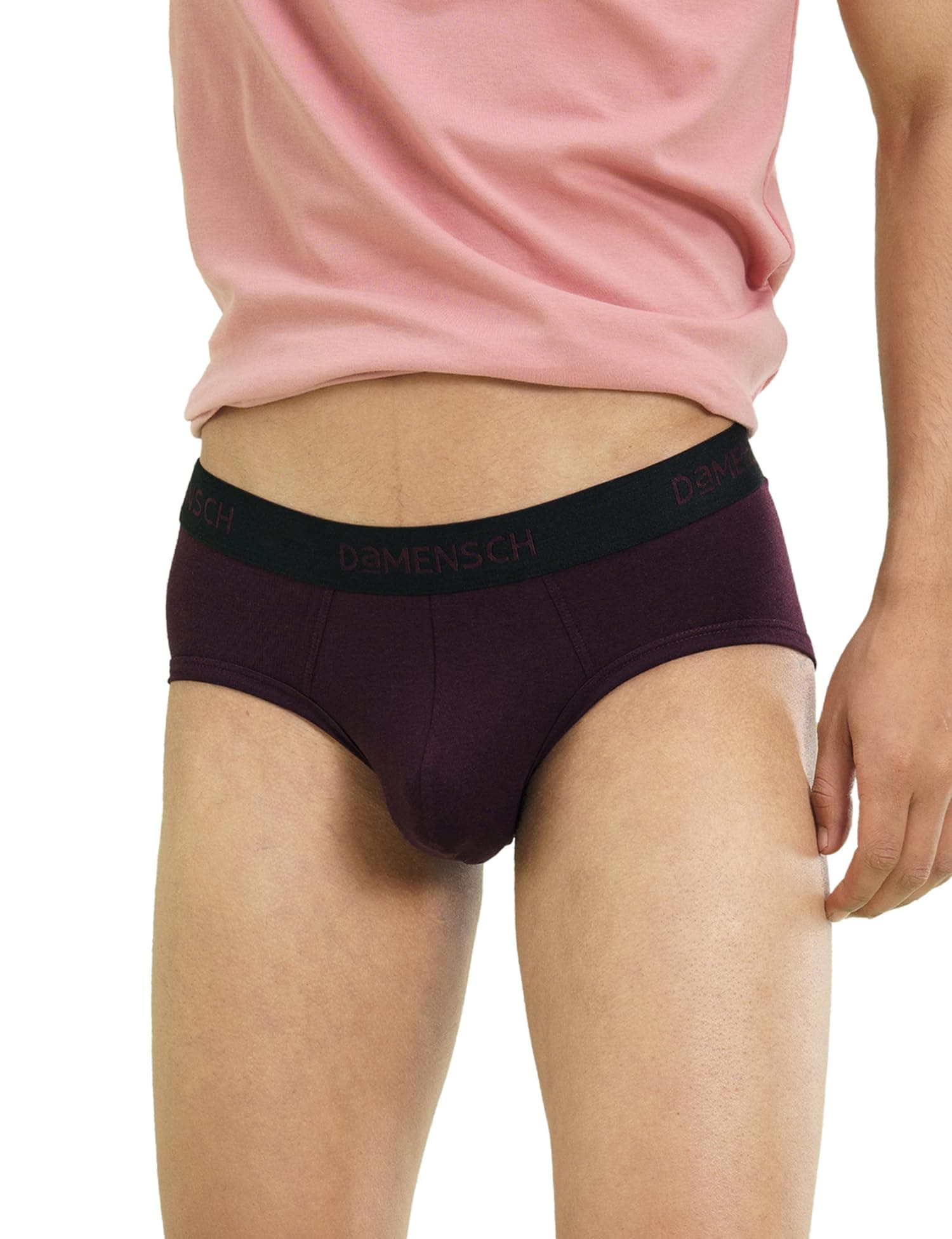 DAMENSCH Mens Premium Cotton Solid Briefs ReFRSH Single of Peppermint Powered-Pack of 1-Loyal Maroon-X-Large