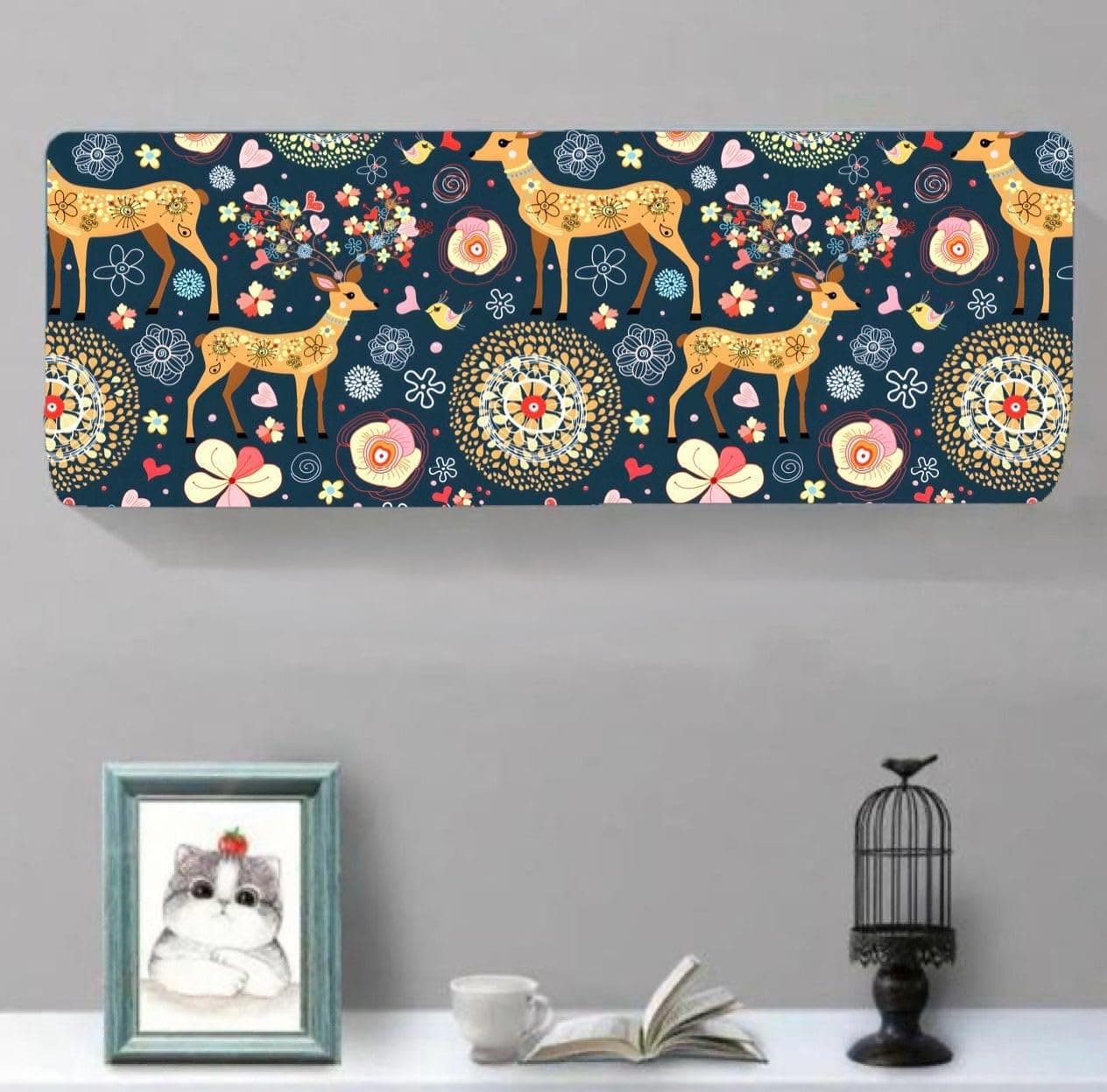 TURIYA Polyester/Spandex Strechable Digital Printed Air Conditioning Dust Cover, Folding, Designer Ac Cover for Indoor unit Split Ac (1 Ton & 1.5 Ton) ;
