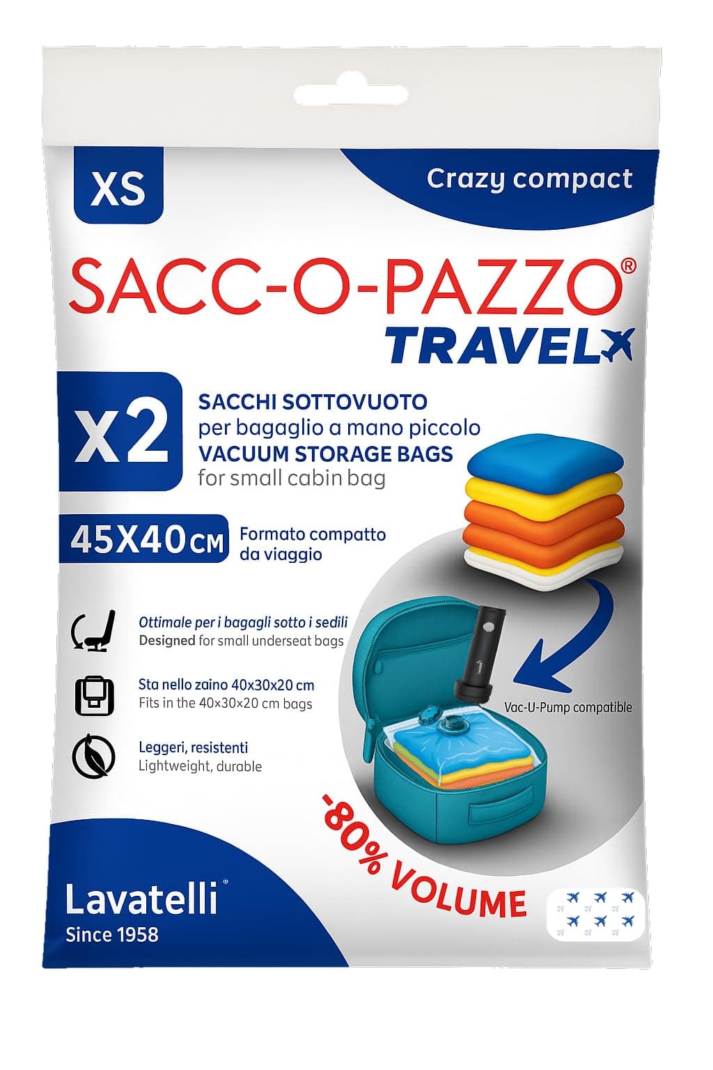 Lavatelli Vacuum Bags for travelling, Set of 2 – 40×45 cm | Compress Clothes for IndiGo, SpiceJet & Air India Express Cabin Bag, Festival & Business Trip Packing | Electric Pump Compatible Accessories