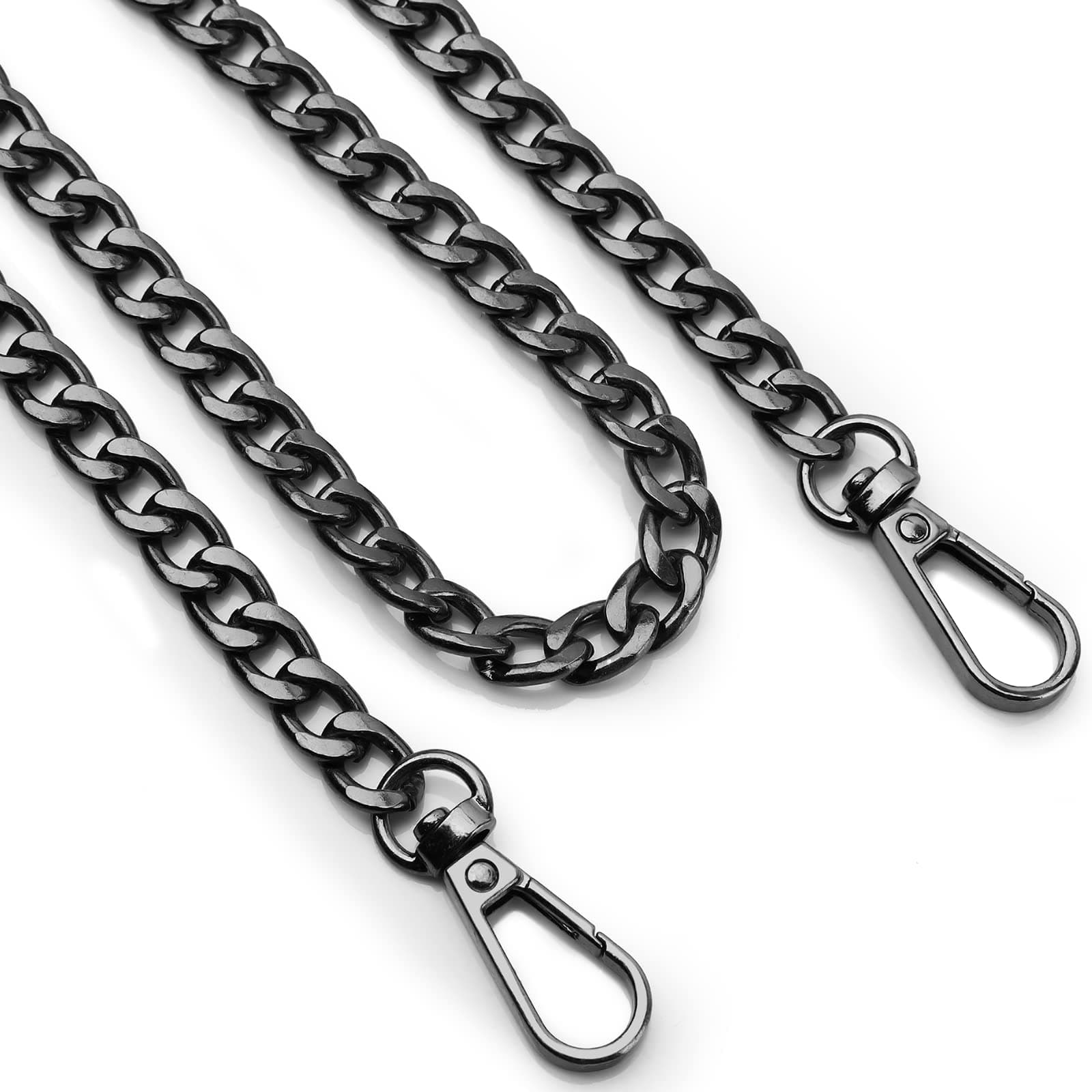 LUCKNIGHT Metal Bag Chain Black, 120CM Purse Chain Straps, Handbags Replacement Chain Strap with Buckles, Metal Strap for Women DIY Purse Bag Shoulder Crossbody Handbags Shoulder Bag Crafts Making,