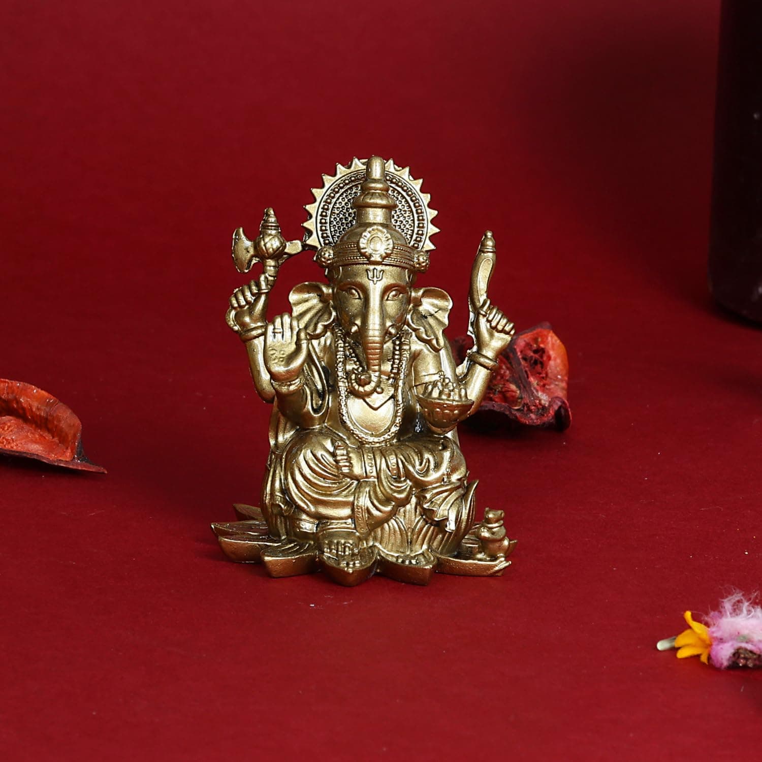 ARTVARKO Resin Ganesha Ganesh Bhagwan Small Idol Ganpati Murti Statue for car Dashboard Home Office Entrance Decor Diwali Gift (Small Size 5.5 cm)