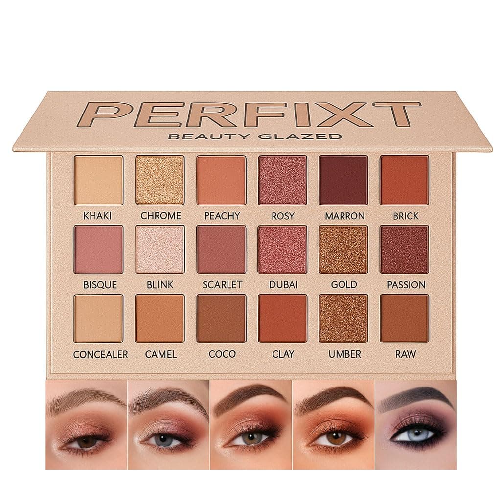 HANNEA New Nude Eyeshadow Palette 18 Colors Matte Shimmer Glitter Multi-Reflective Shades Ultra Pigmented Makeup Eye Shadow Powder Waterproof Eye Shadow Palette