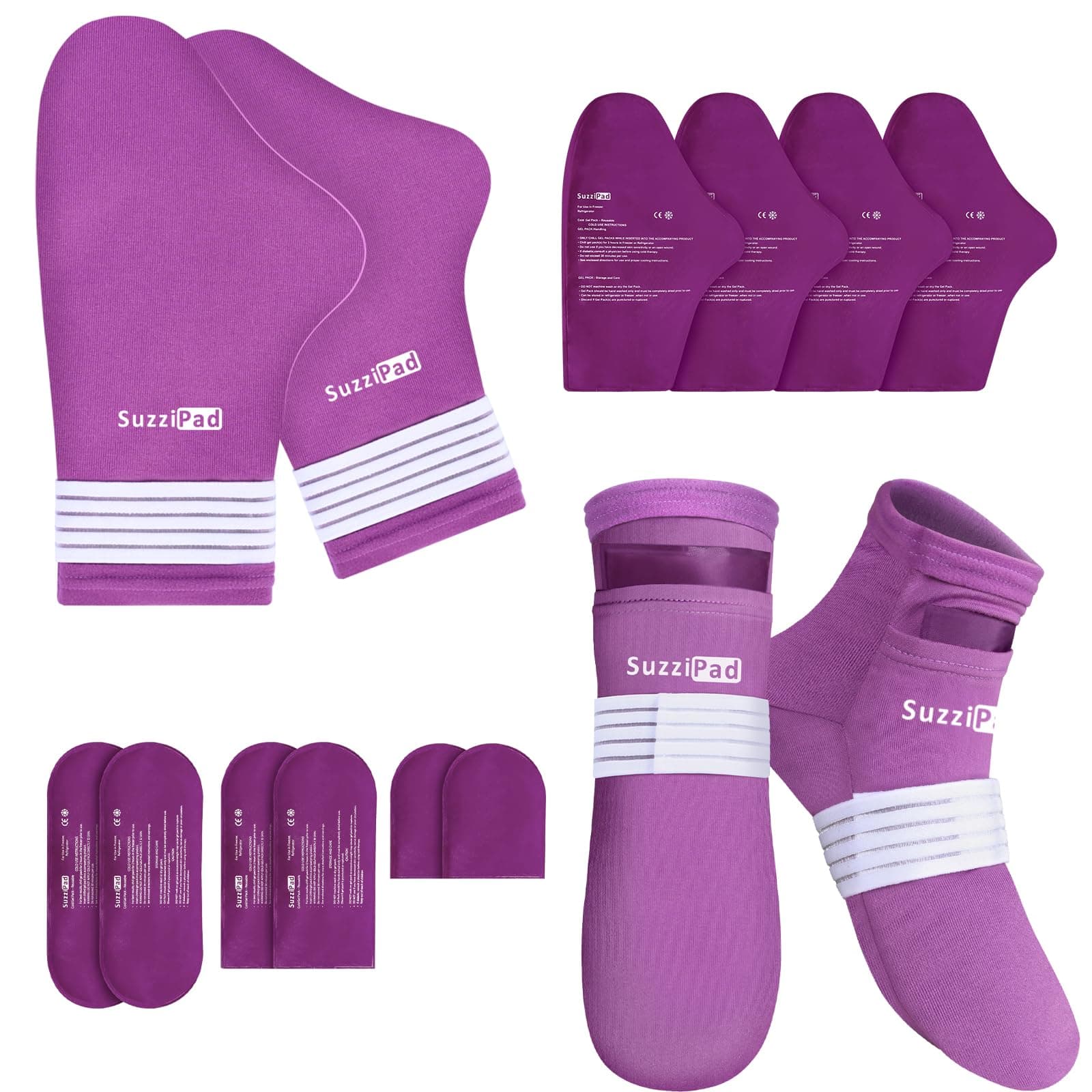 SuzziPad Cold Therapy Socks - Hand Ice Pack - Cold Gloves for Chemotherapy Neuropathy, Chemo Care Package for Women and Men, Ideal for Plantar Fasciitis, Arthritis Foot Pain Relief, S/M, Purple