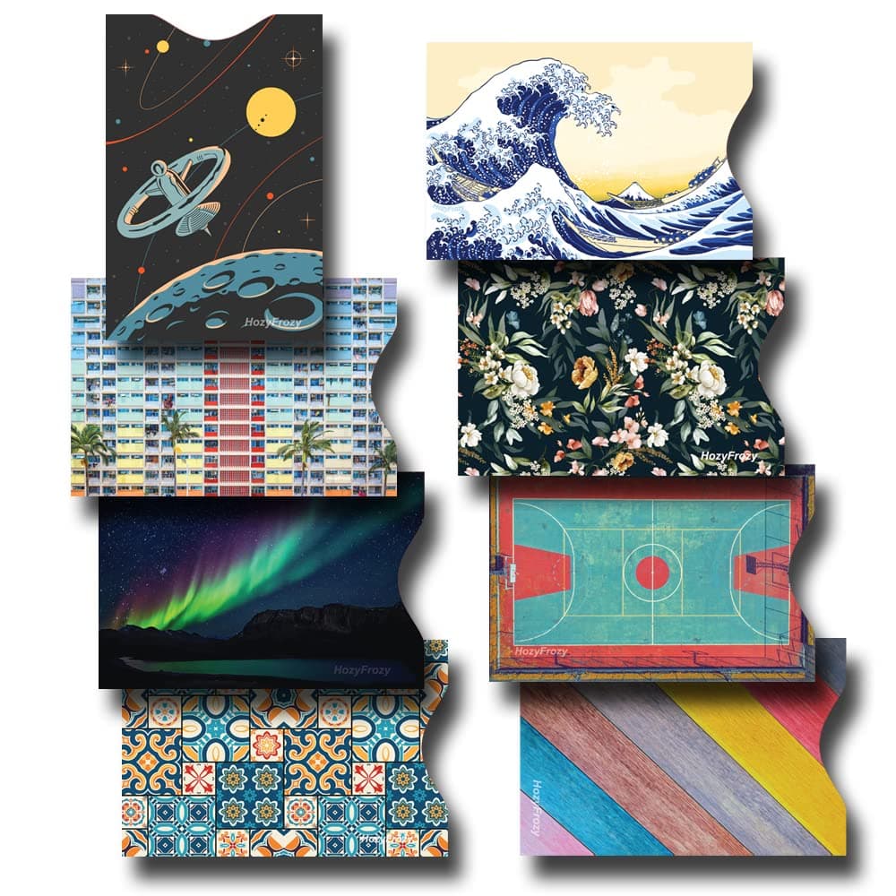 8 RFID Blocking Sleeves, Anti-Theft Credit Card Holder, Credit Card Protector, Easy to Recognize, Different Designs and Arts, Sturdy and Perfect size for cards, Multi-Color, Vintage