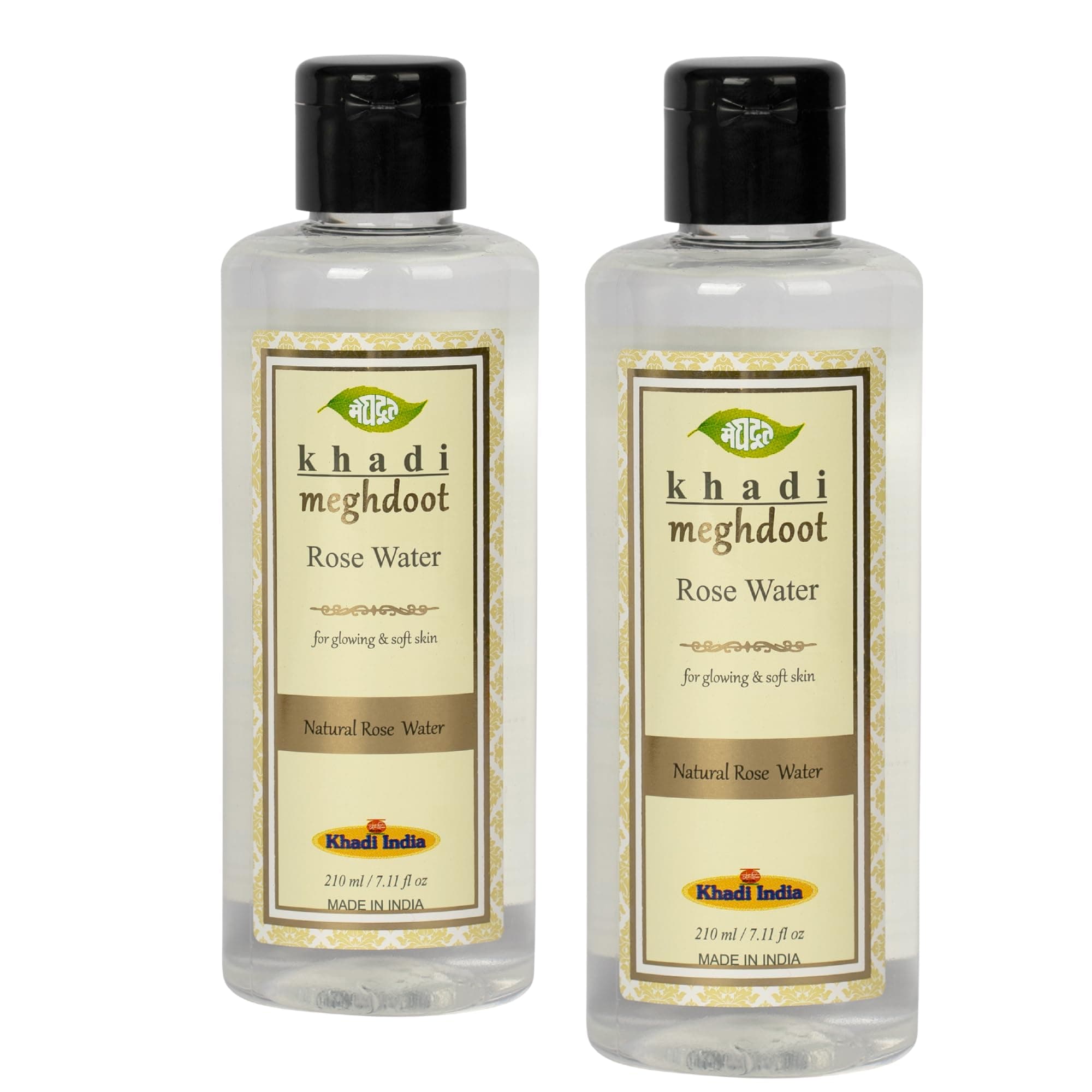 Khadi Meghdoot Pure & Organic Rose Water Natural Facial Toner for Dry Skin and Pigmentation Hydrating & Refreshing Mist Suitable for All Skin Types 210ml Each (Pack of 2)