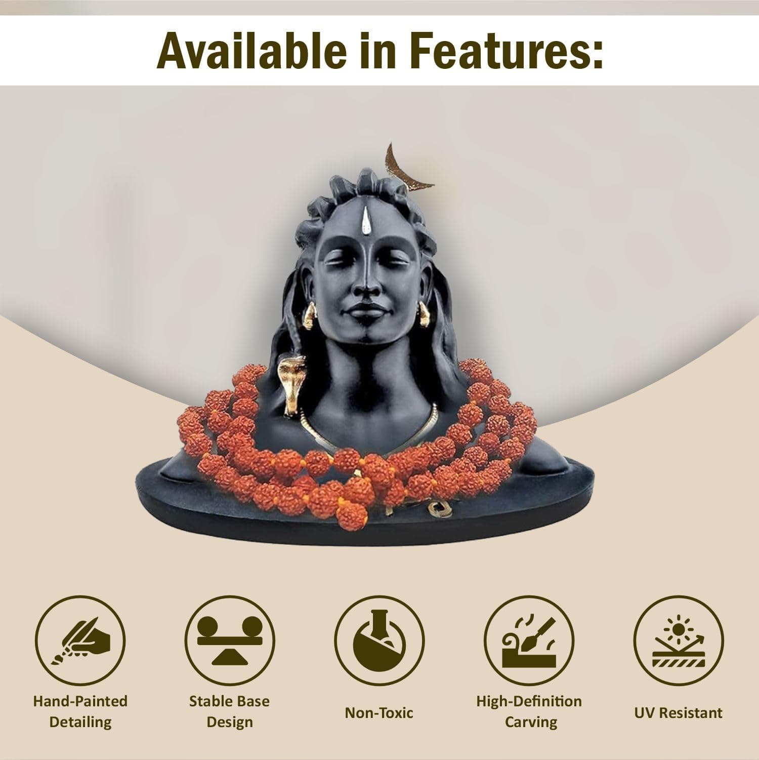 JD FRESH Adiyogi Statue with Rudraksh Mala