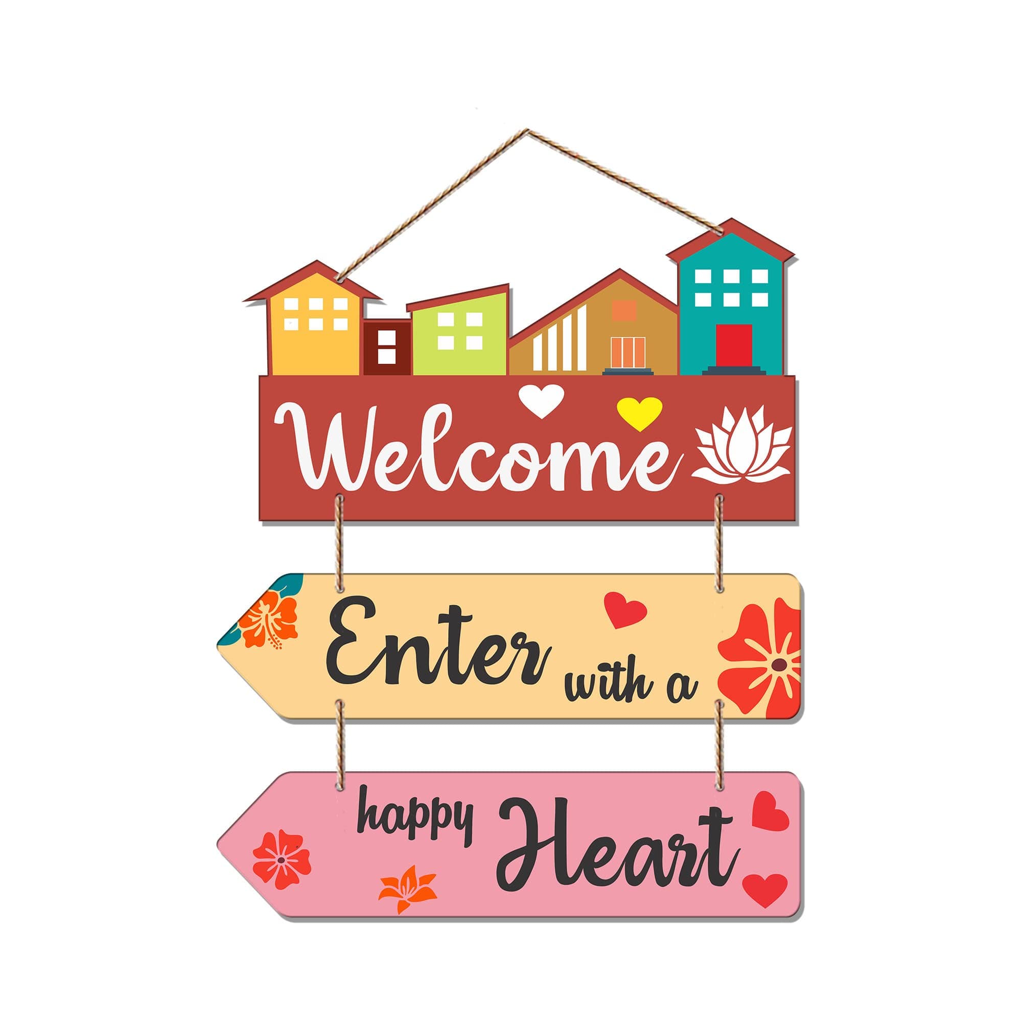 Artvibes Welcome Home Quote Wooden Wall Hanger for Gateway | Quotes Decor Item | Door Quotes Hanging | Wall Poster | Art Print | Gift Items for Home Decor | Wall Accent (WH_5805N) | Modern Decor