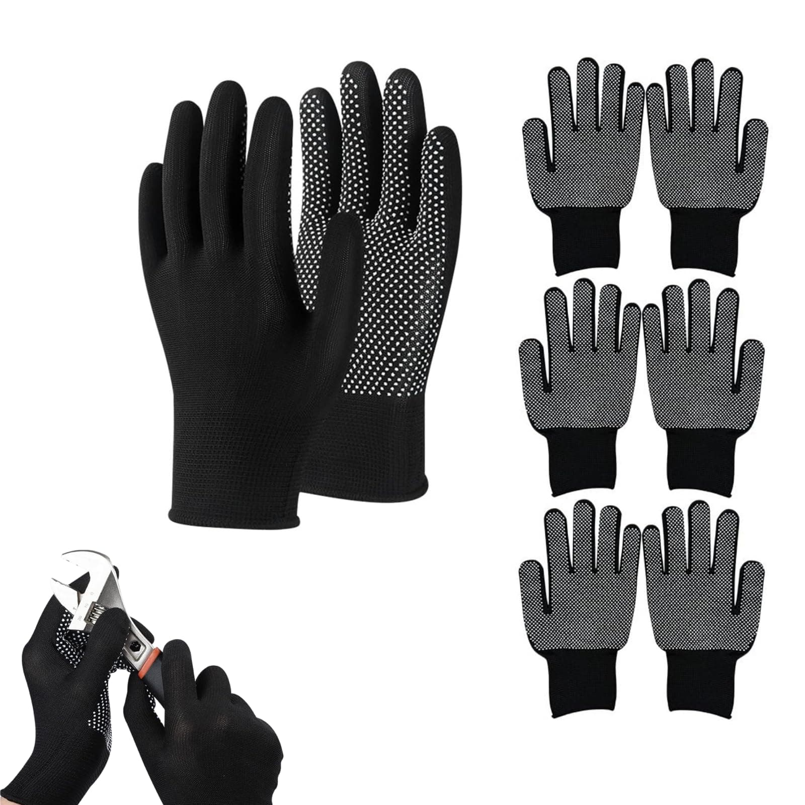 Proberos® 4 Pairs Nylon Work Gloves, Full Palm, Breathable Stretchy