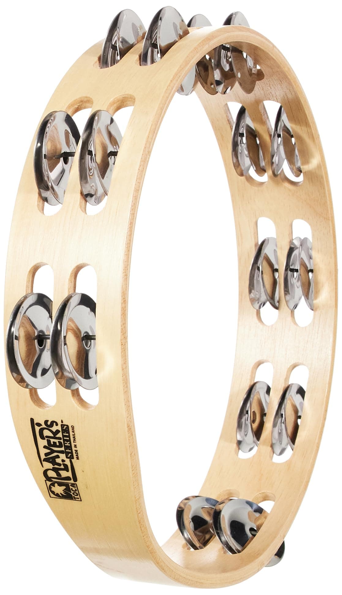 Toca T1010 Player's Wood Tambourine, 10-Inch Double Row