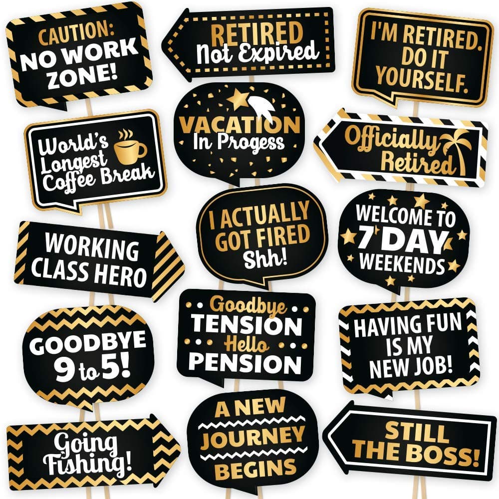 Party Propz Retirement Photo Booth Props for Retirement Party and Decorations (Multicolour, 15 Pieces)