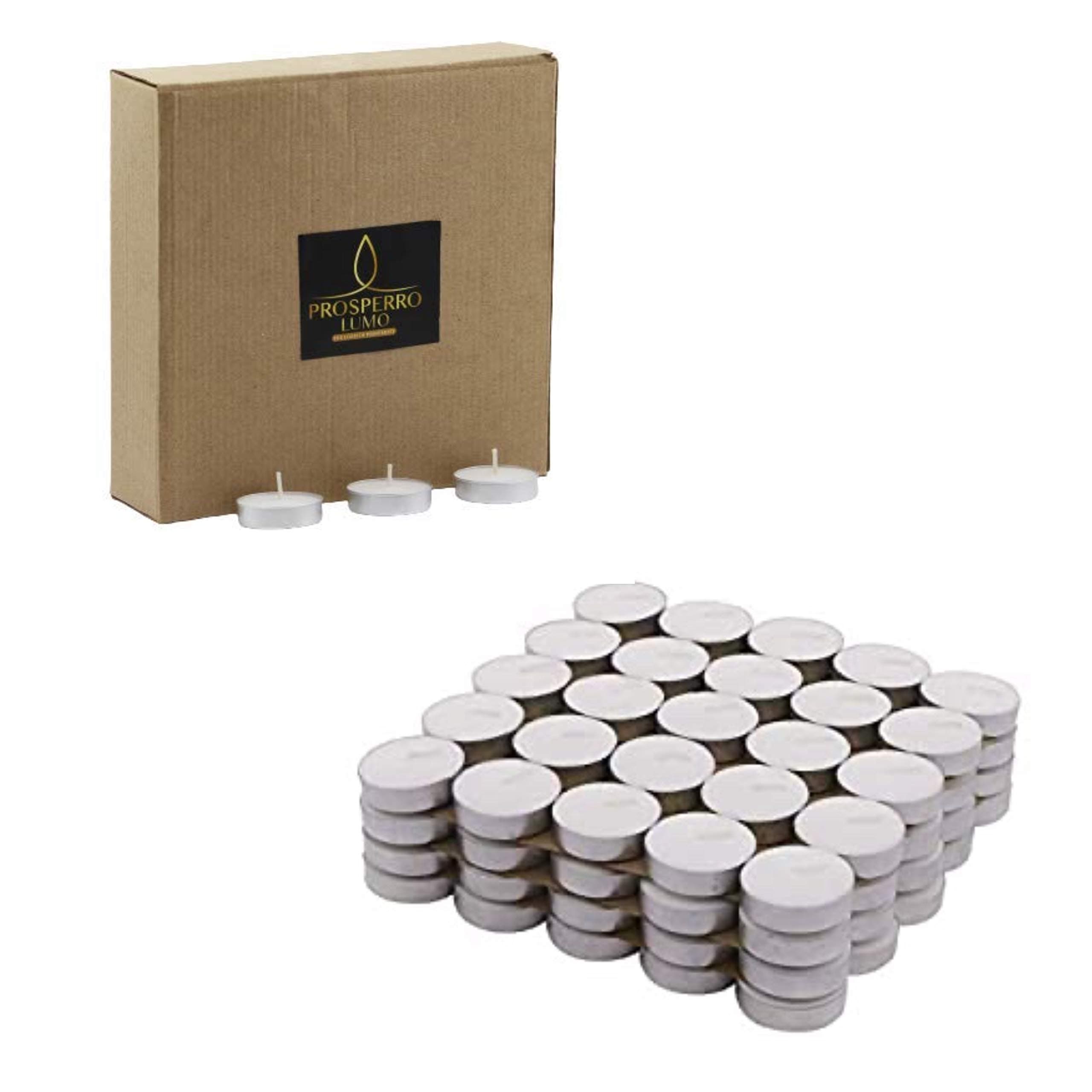PROSPERRO LUMO Paraffin Wax Candles Tea Light, Set Of 100, Unscented, 3 Hr, 3.6 X 1.1 Cm
