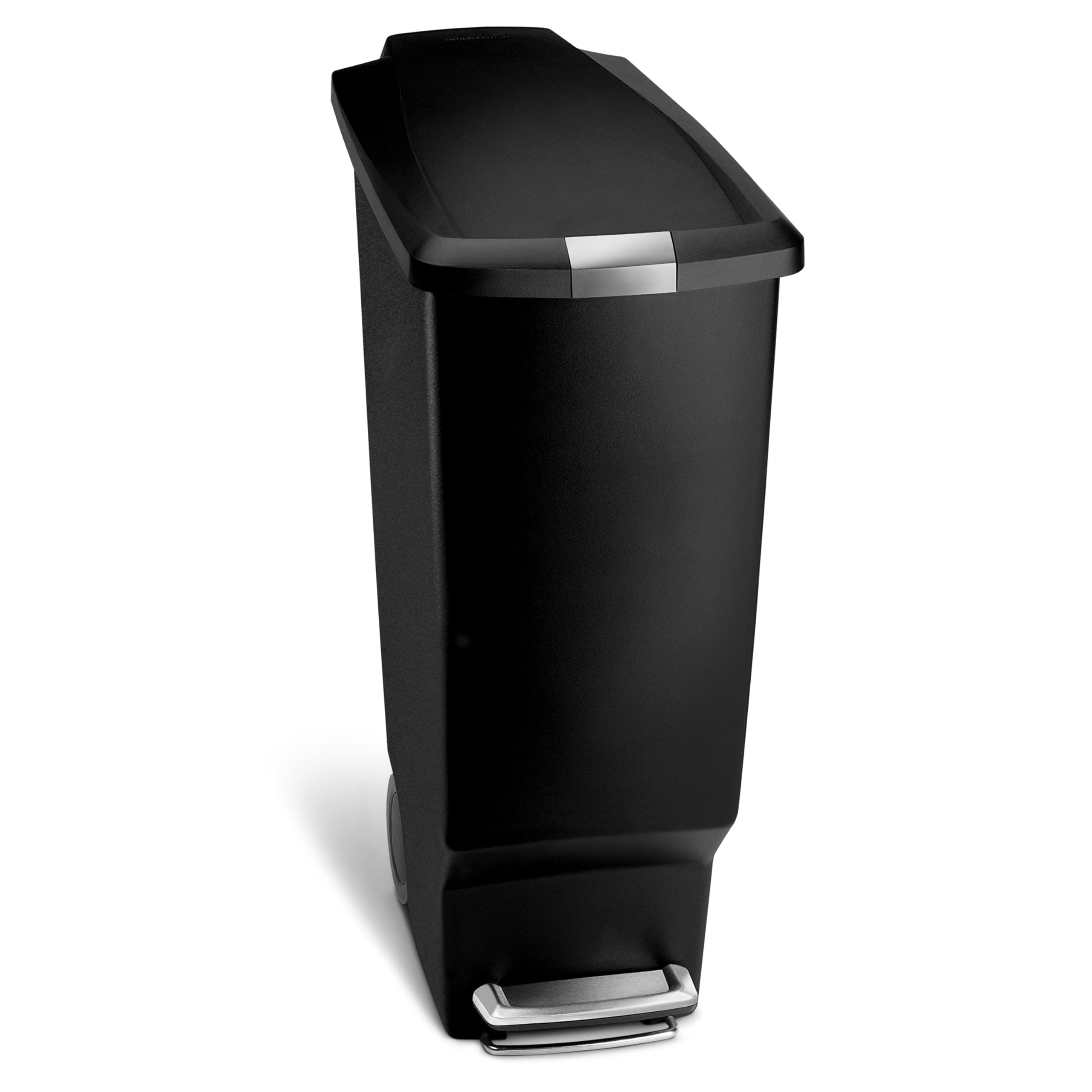 simplehuman 40 Liter / 10.6 Gallon Slim Kitchen Step Trash Can, Black Plastic Bin With Secure Slide Lock