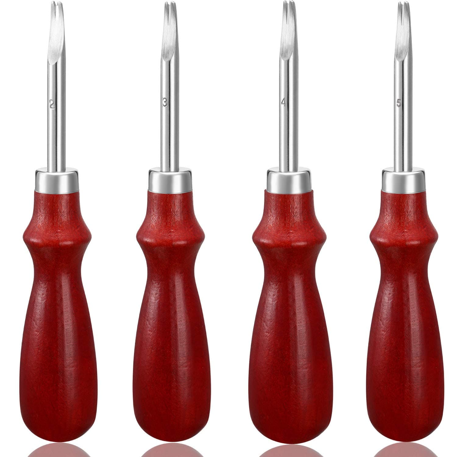 4 Pieces Edge Leather Beveler Craft Keen Edge Beveler Cutting Beveling Leather Skiver Tool for DIY (1.5 mm, 1.2 mm, 1.0 mm, 0.8 mm)