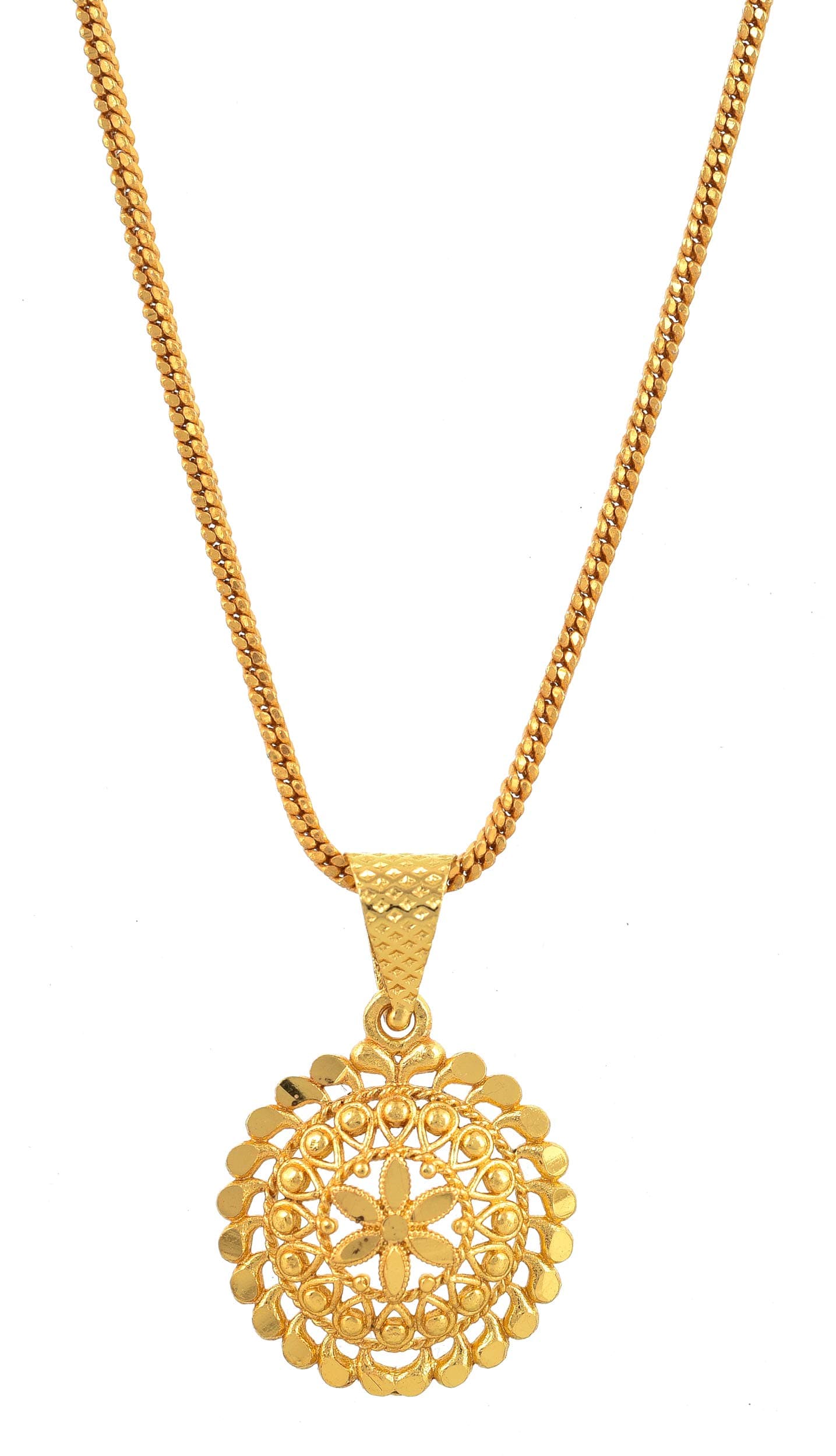 Handicraft Kottage Gold Plated Chain With Leaf Inspired Pendant Fashion Necklace Jewellery for Women & Girls Stylish Chain For Wedding, Party & Daily Wear Accessory