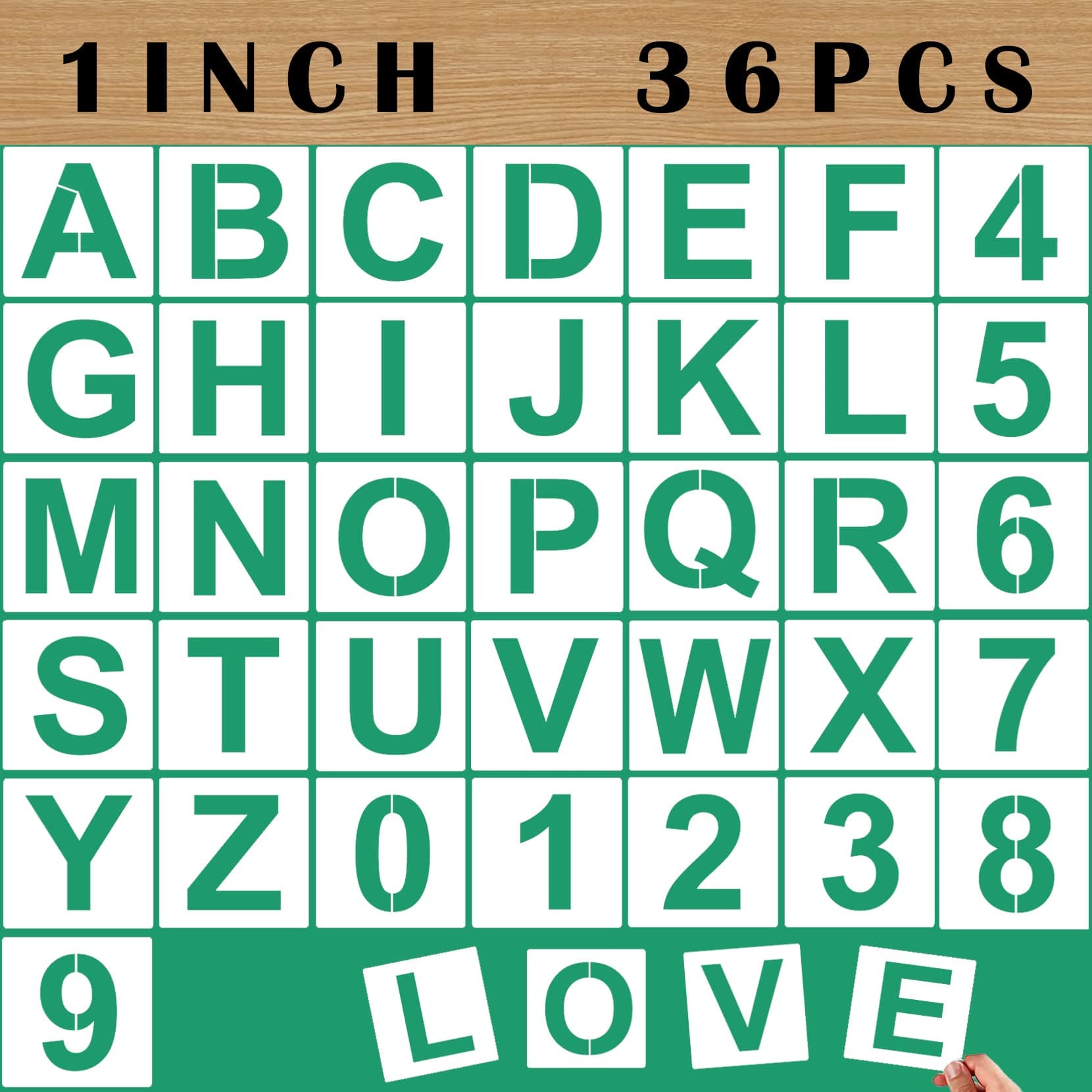Letter Stencils and Numbers, 36 Pcs Alphabet Art Craft Stencils, Reusable Plastic Number Templates Letter Stencils for Wood, Wall, Fabric, Rock, Chalkboard, Signage, Lettering Alphabet Stencil