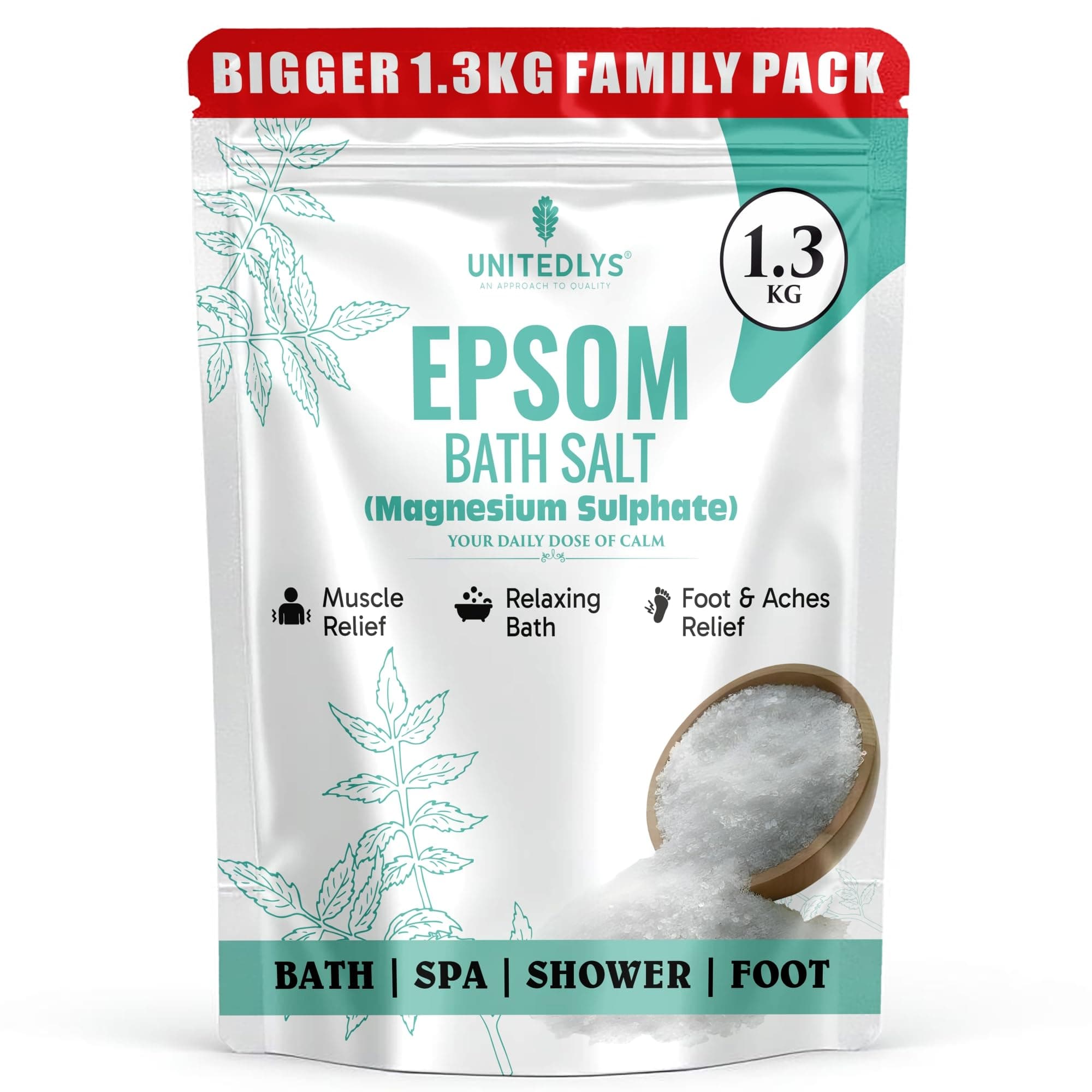 Upgraded Epsom Salt for Foot Soak & Bath 380G - Relieves Aches & Pain | Natural Epsom Salt for Bath, Detox & Relaxation | Muscle Pain Relief Bath Salt - Reduces Soreness, Swelling, Stress & Cramps