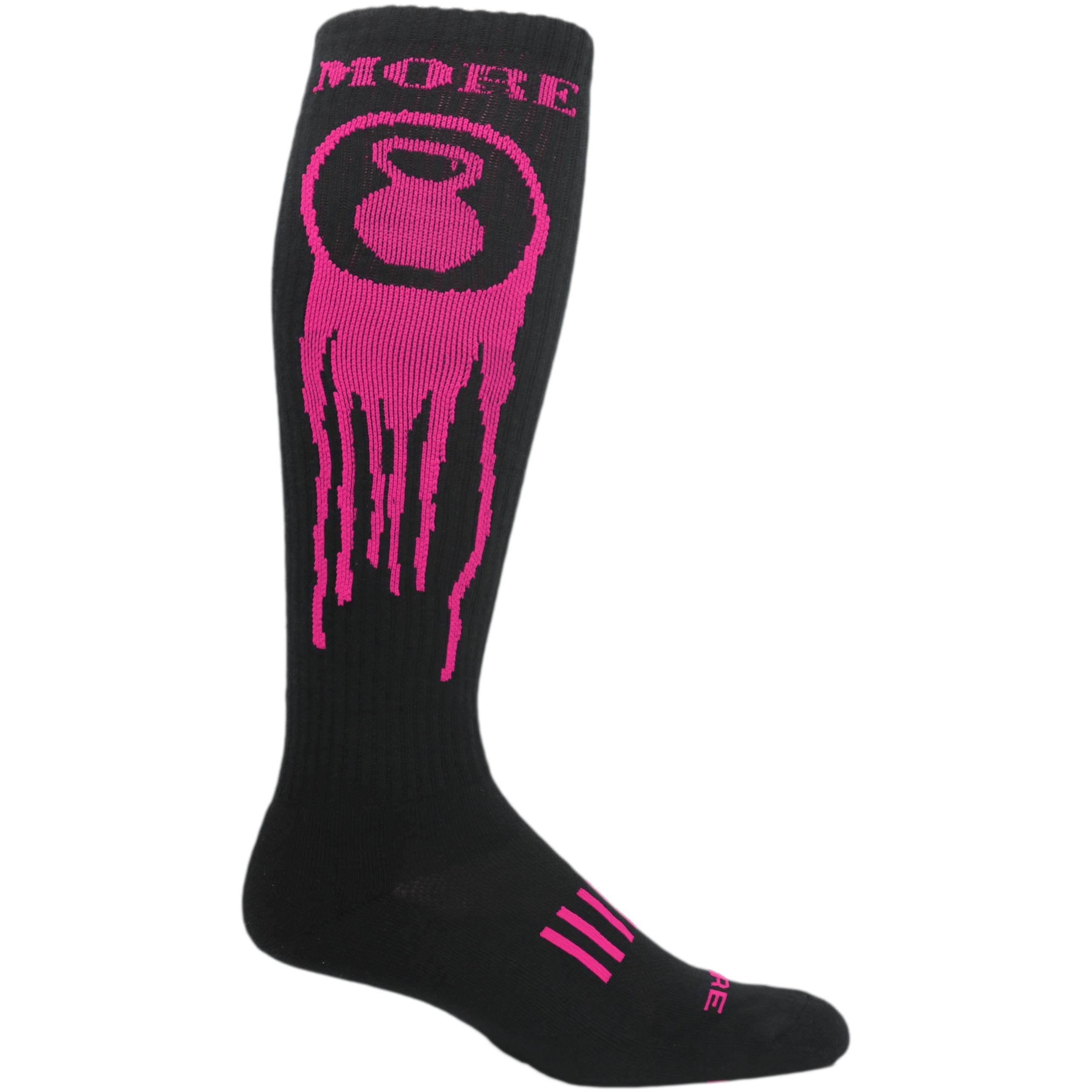 MOXY Socks Knee-High "More Kettlebell" Black with Pink Deadlift Socks, Black, Pink, One Size Fits All Women, Most Men