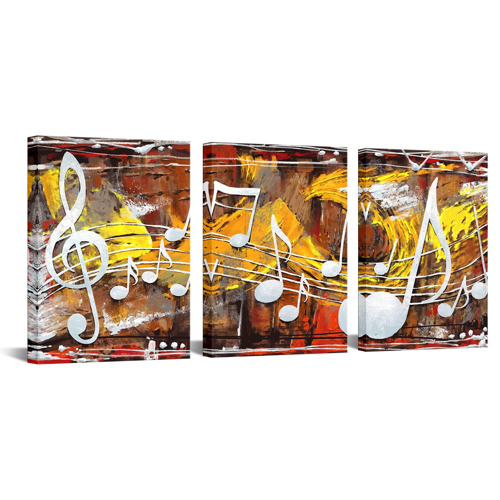 sechars Modern Abstract Canvas Wall Art Music Posters Musical Notes Paintings on Canvas Artwork Ready to Hang for Living Room Bedroom Home Bar Decorations Set of 3 (Small)