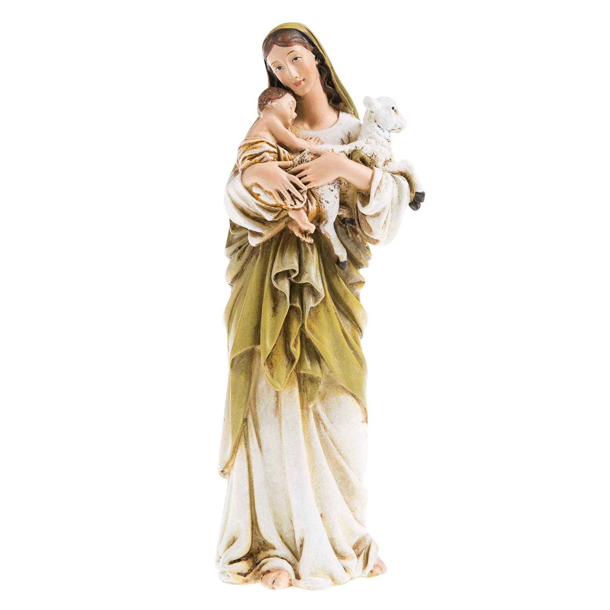 6 Inch Stone Resin Virgin Mary Madonna Lamb Figure Statue Home by Religious Gifts