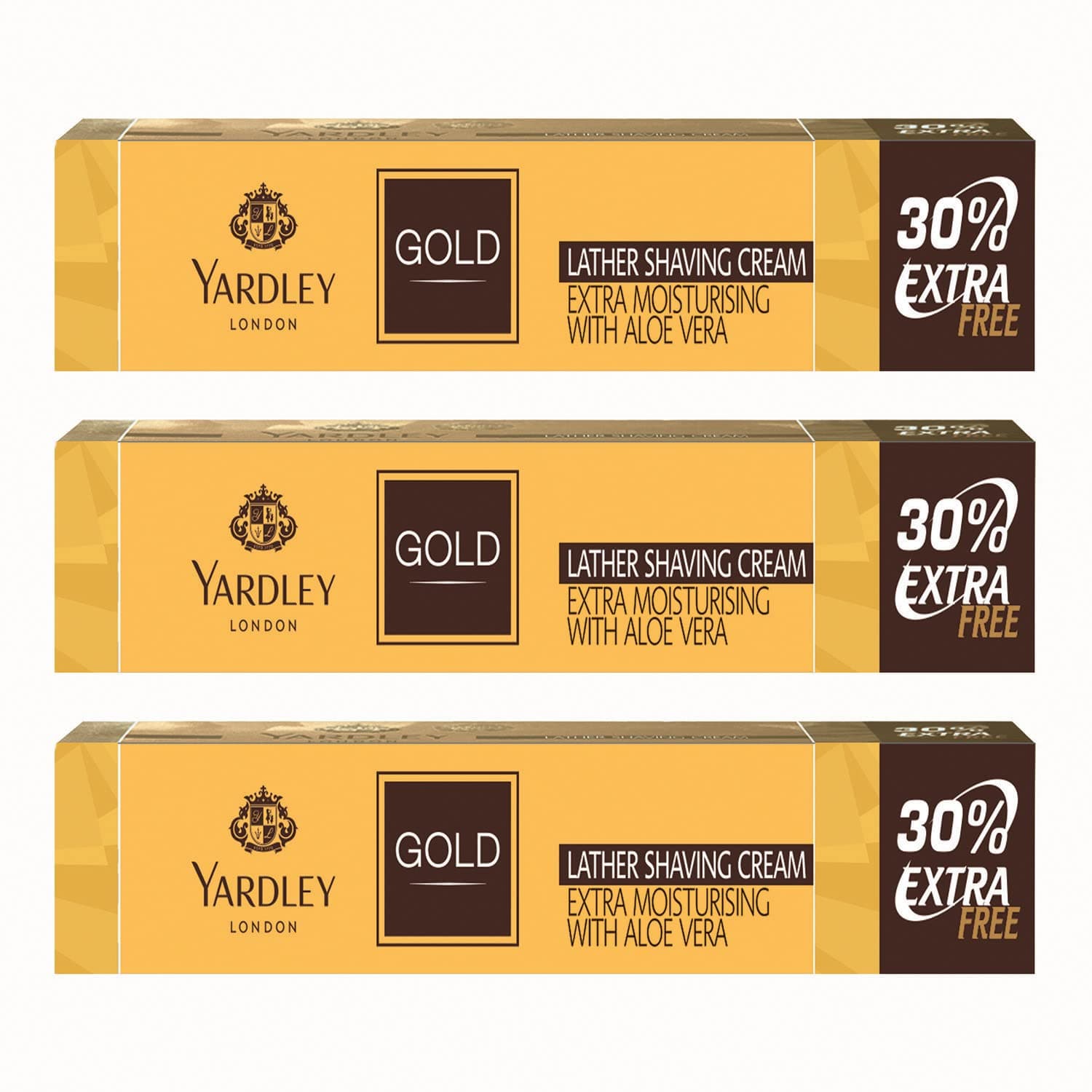 Yardley London Gold Extra Moisturising Lather Shaving Cream With Aloe Vera| Daily Beard Shaving Cream For Men| Pack Of 3 (91Gm Each)