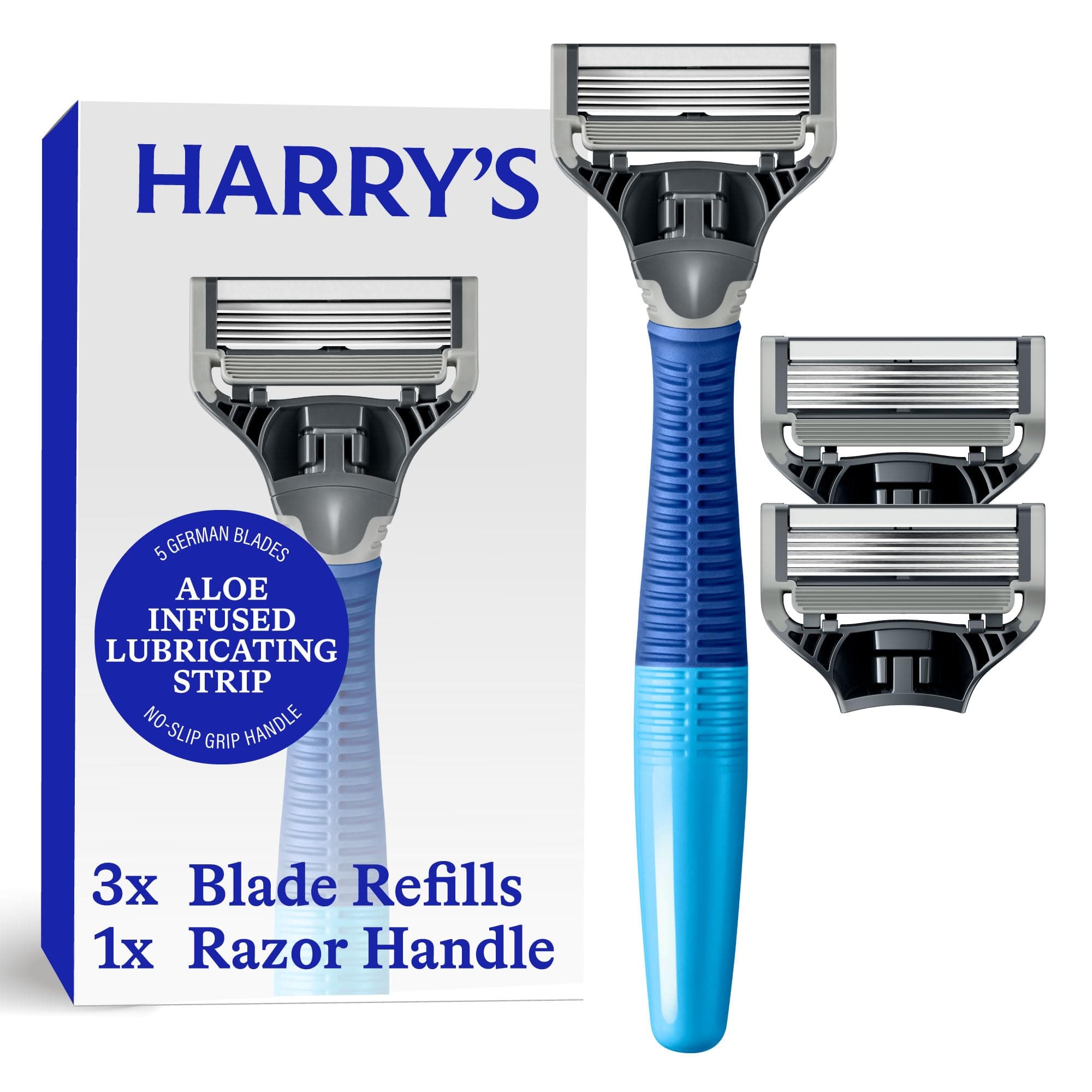 Harry's Razors for Men - Shaving Razors for Men includes a Mens Razor and 3 Razor Blade Refills (Ocean Blue)