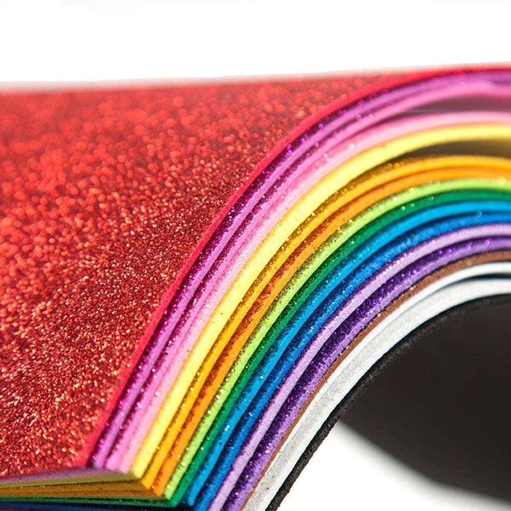 Swarup Ent. Shining Glitter Sparkle Solid-Color Wrapping Papers for Kids Craft Decoration (10 Sheets in Each Packet), Mix-Colour
