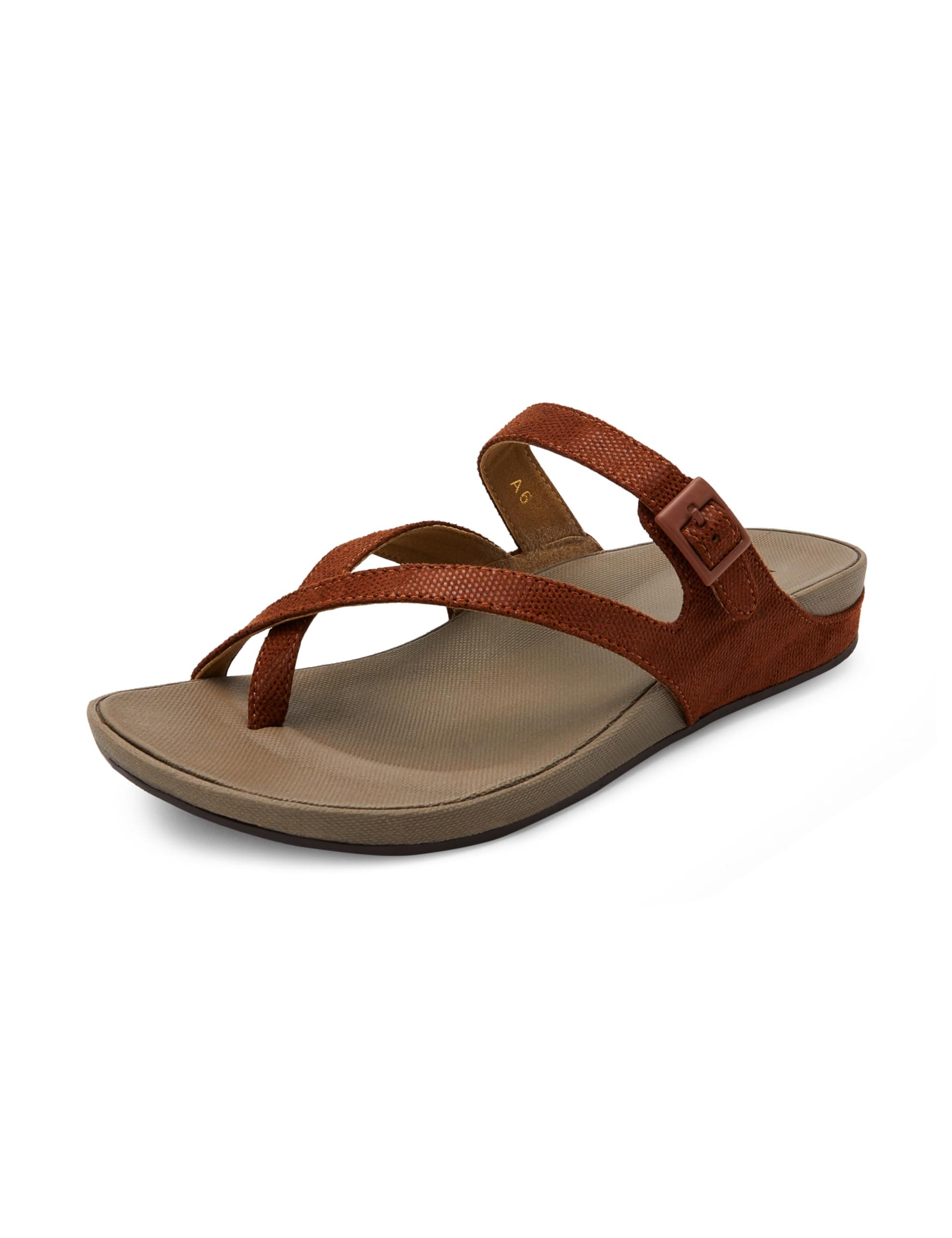 Mochi Women's Tan Open Casual - Slippers with Buckle UK/8 EU/41 (32-1127)
