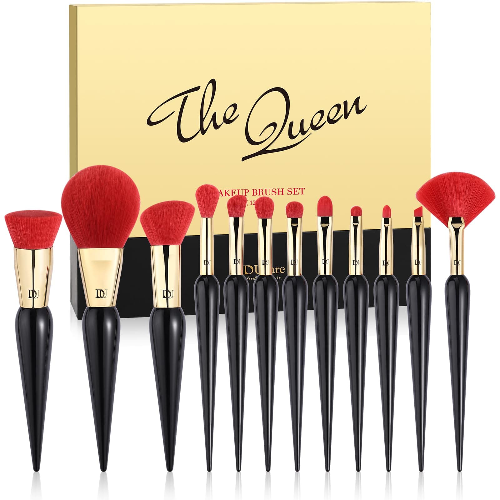 DUcare Makeup Brushes 12Pcs The Queen Seris Makeup Brush set Premium Gifts Kabuki Foundation Blending Face Powder Blush Concealers Eye Shadows Brushes