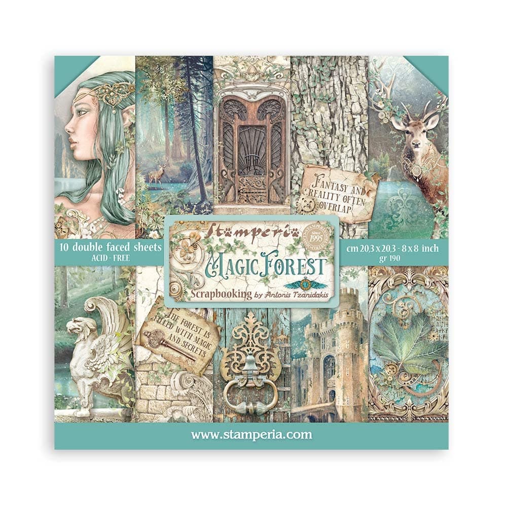Stamperia Mini Scrapbooking Pad-Magic Forest, 8 x 8 inches, Multicoloured