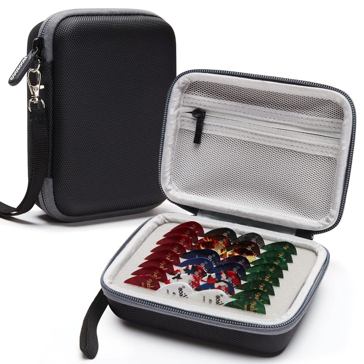 COOZOOM Guitar Pick Holder Case Compatible for Fender, ChromaCast, D'Addario, JIM DUNLOP, Bolopick, UNLP MUSICAL INSTRUMENT, Haneye All Size Picks Storage Pouch Box(CASE ONLY)