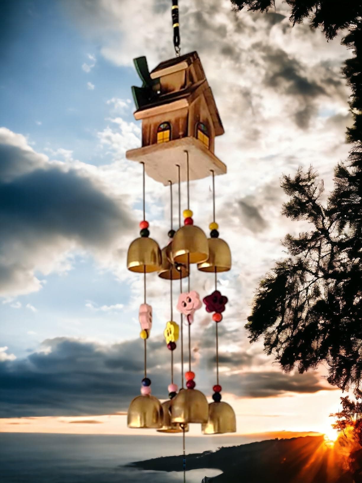 Paradigm Pictures Feng Shui Wind Chime for Home Decor Items | Vastu Hanging Bell for Balcony, Bedroom & Living Room Decoration