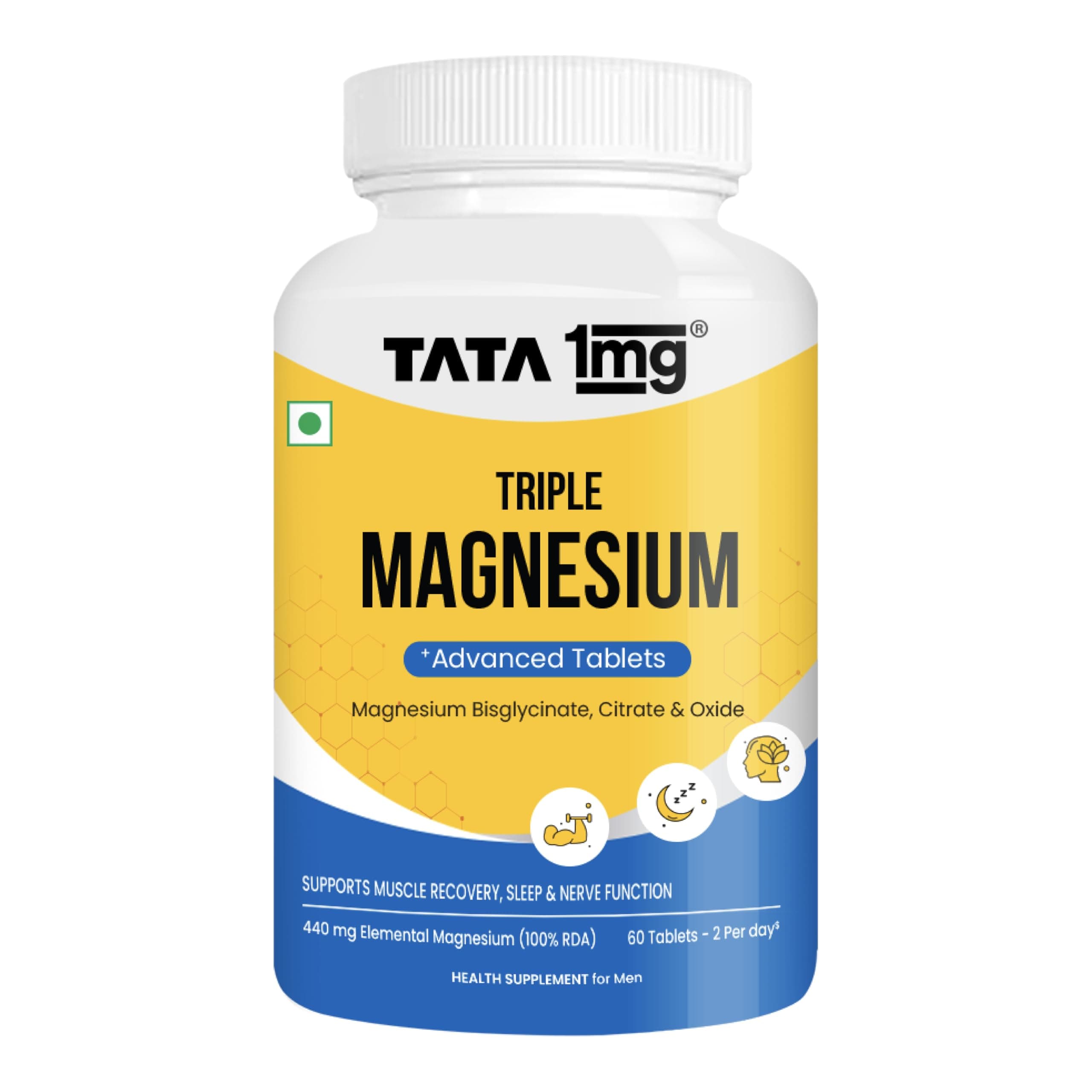 Tata 1mg Triple Magnesium Tablets | Magnesium Complex Supplement| Muscle Relaxant, Sleep and Strength