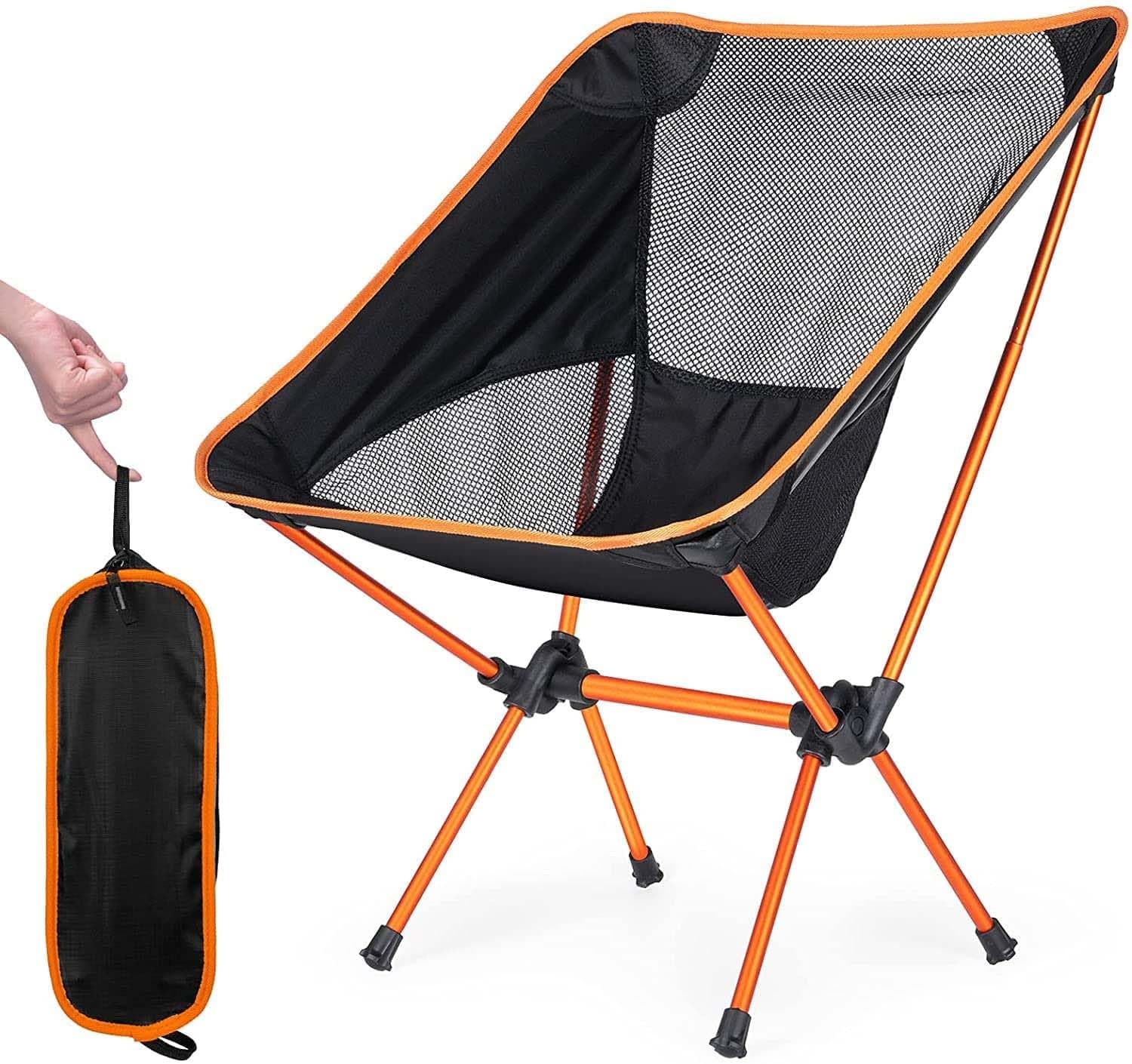 MENOVAS Portable Camping Chair Backpacking Chair - Ultralight Folding Chair - Lightweight Foldable Chairs for Hiking Mountaineering Beach Garden Chair with a Carrying Bag for Outdoor Hiking