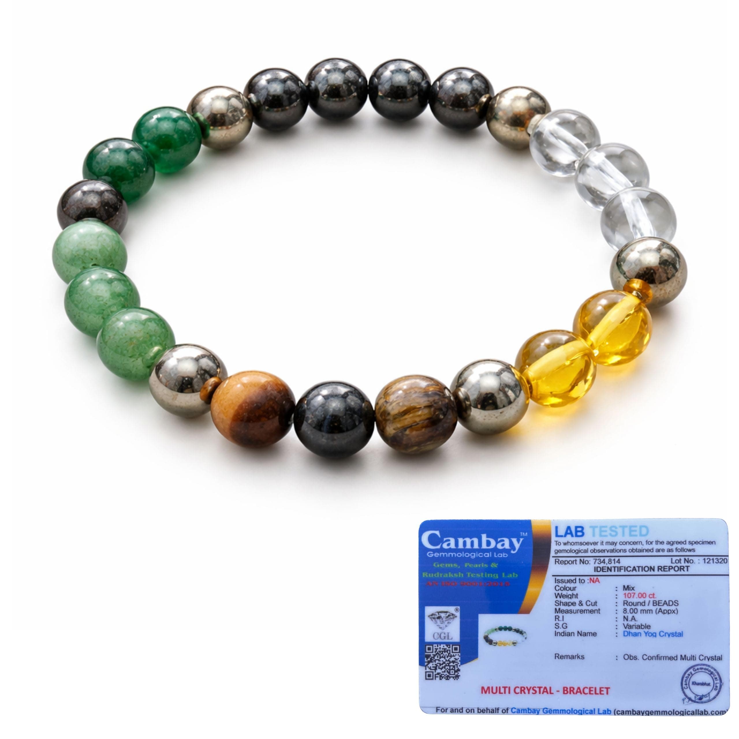 SHUBHDIVINE Dhanyog Bracelet for Men & Women | Certified Natural Crystal Beads | Elegant Bracelet for Business & Professional Style | Stretchable Fit