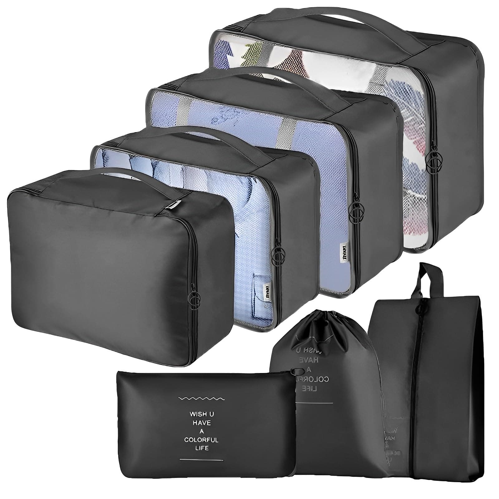 7 Set Packing Cubes Luggage Packing Organizers for Travel Accessories