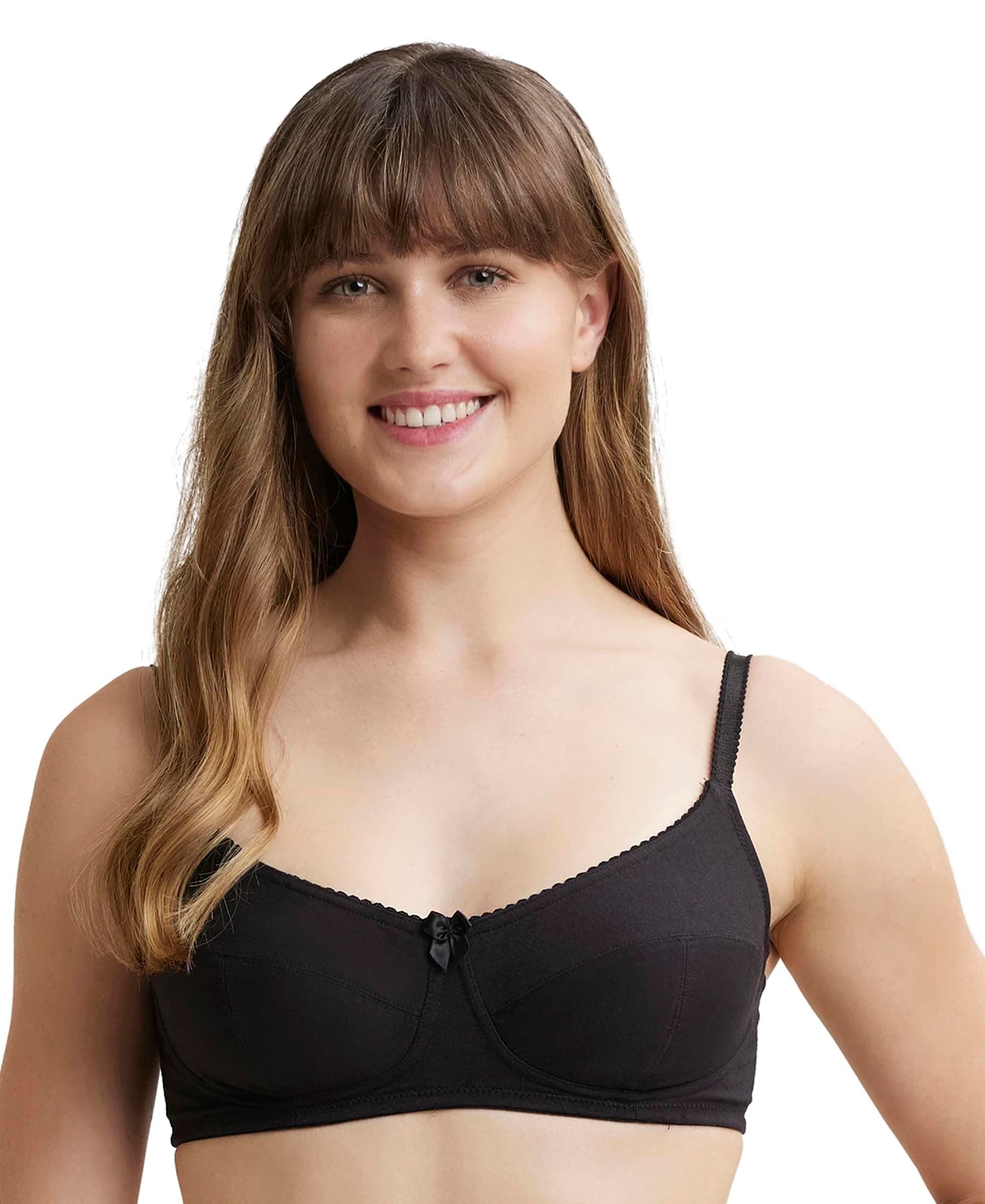 Jockey 1615 Women's Wirefree Non Padded Super Combed Cotton Elastane Stretch Full Coverage Everyday Bra with Soft Adjustable Straps_Black_32C