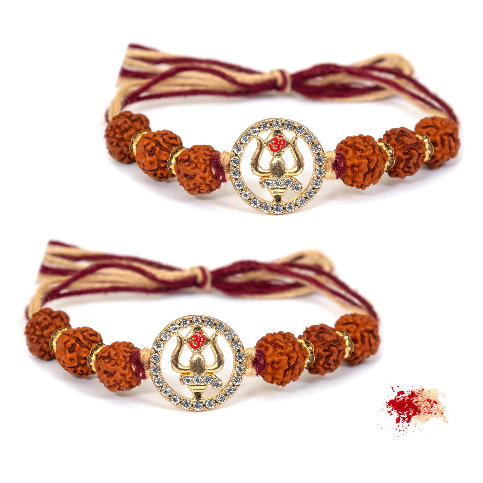 To The Nines Men's Rakhi for Brother - Pack of 2 Rudraksh Rakhi with Tilak Material & Greeting Card