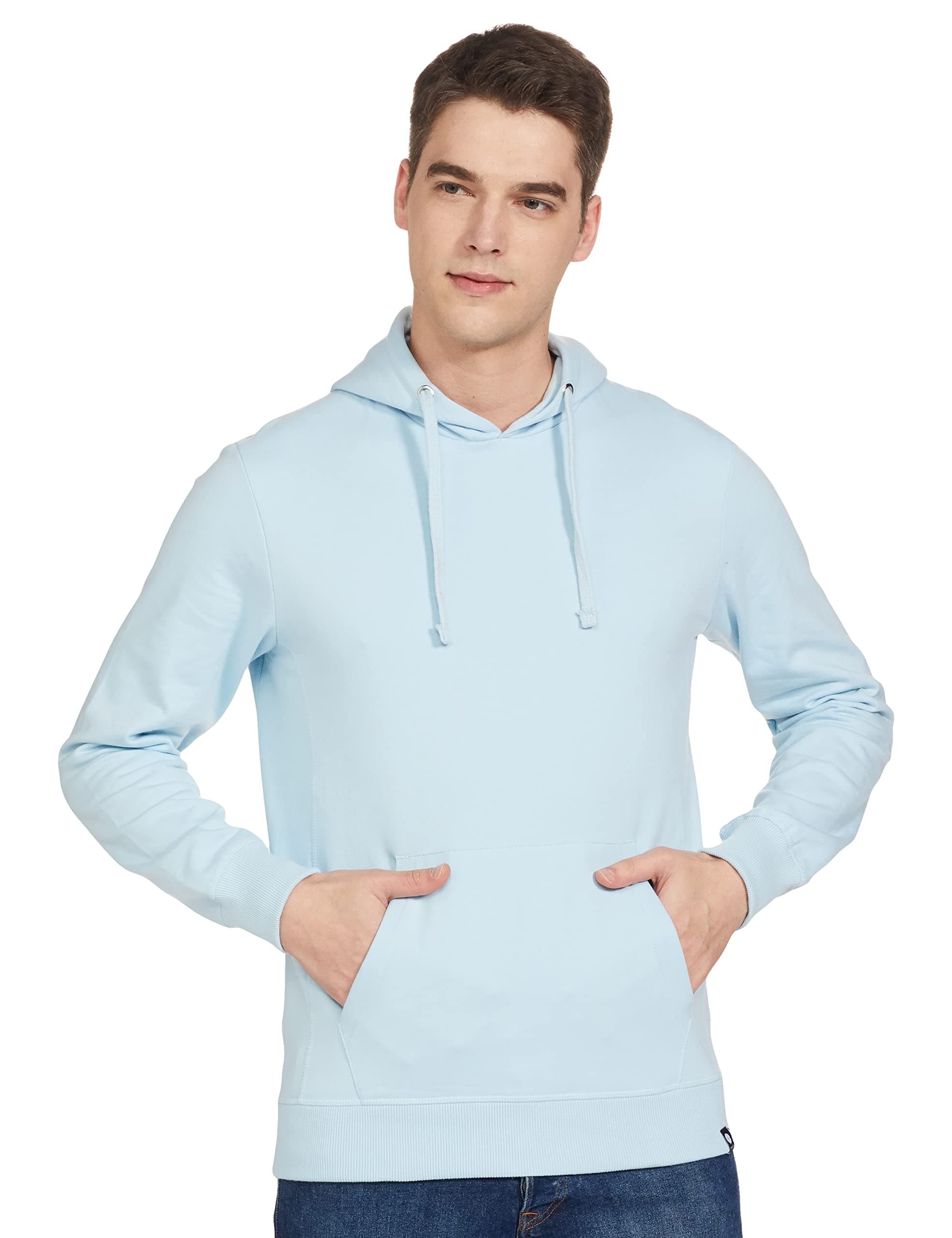 Amazon Brand - Symbol Cotton Blend Men's Hooded Regular Fit Sweatshirt (Sy-A22-Sw-17_Bright Sky_XL)