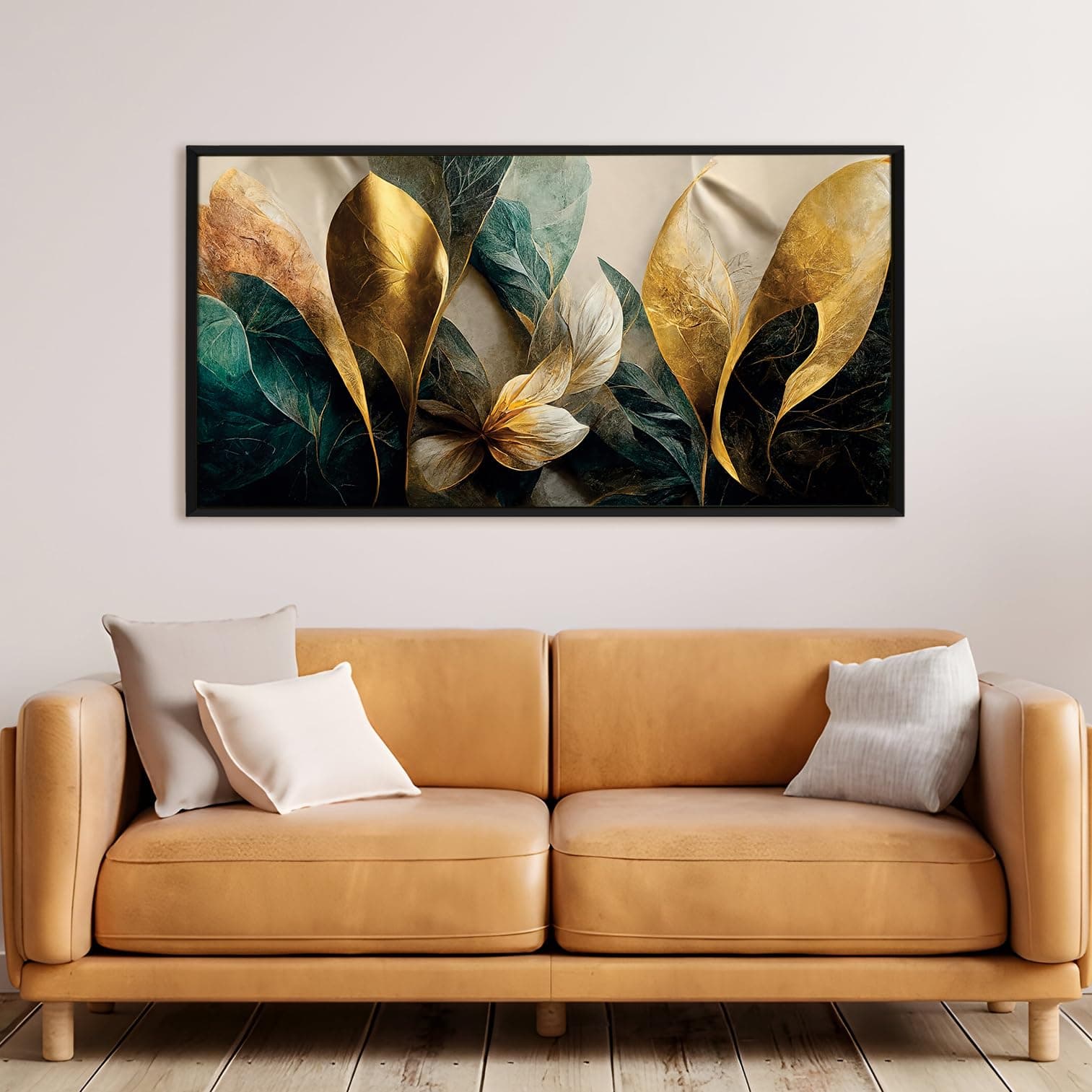PAPER PLANE DESIGN Elegant Large Golden Flower Canvas Wall Art For Living Room. Stylish Home and Office Décor for Living Room, Bedroom, Office, Hotels | Size: 24x48 Inches